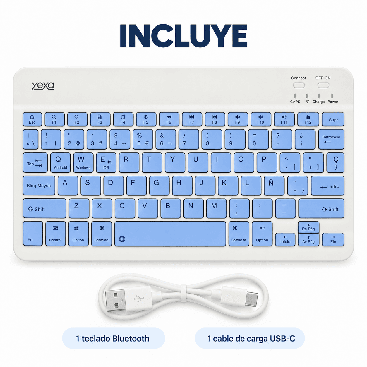HANDOFF-2026-09-23|TECUFCEL|05|5737ef125896|Teclado Bluetooth Ultrafino YEXA MODY-00DY Celeste de 78 Teclas