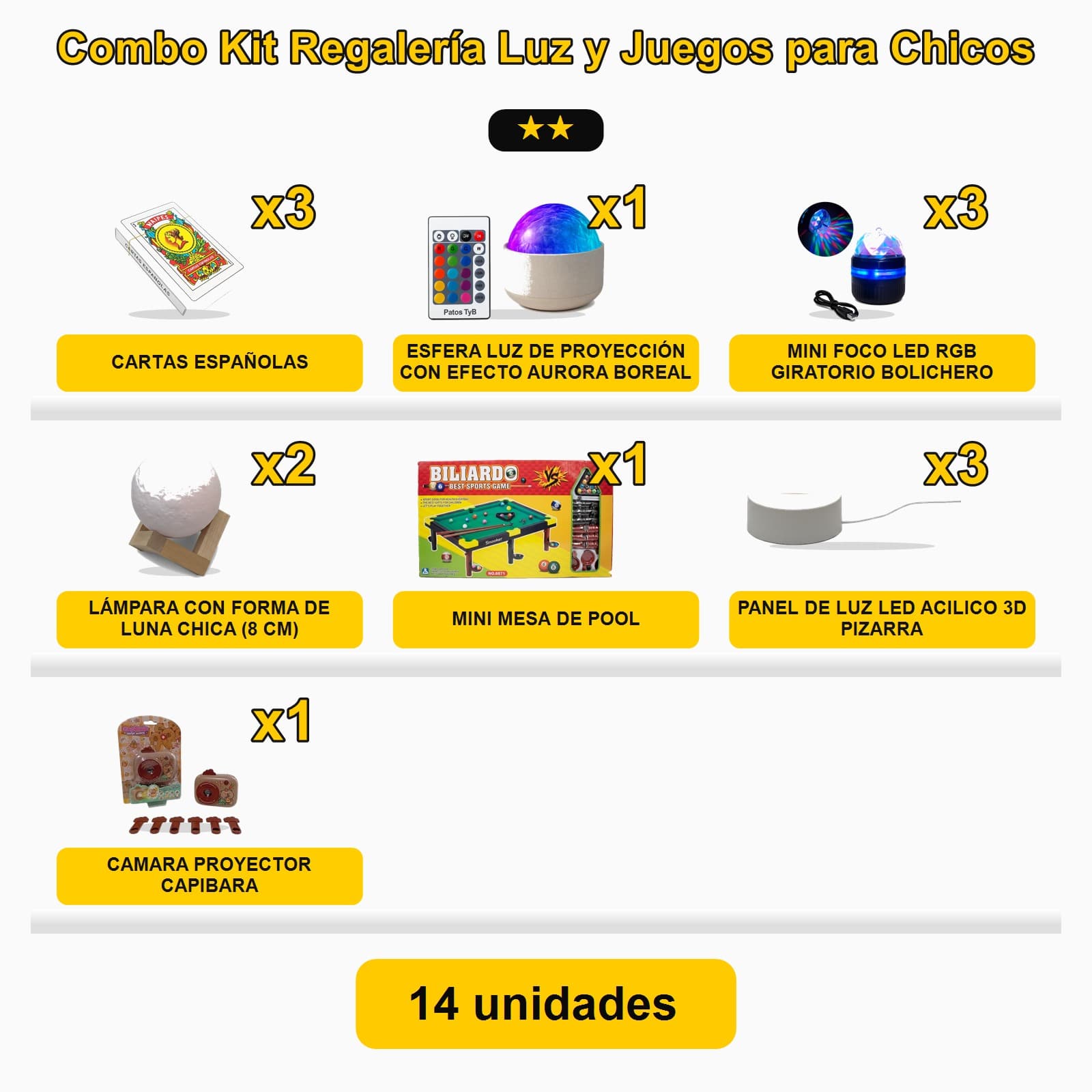 Kit Regalería Luz y Juegos para Chicos