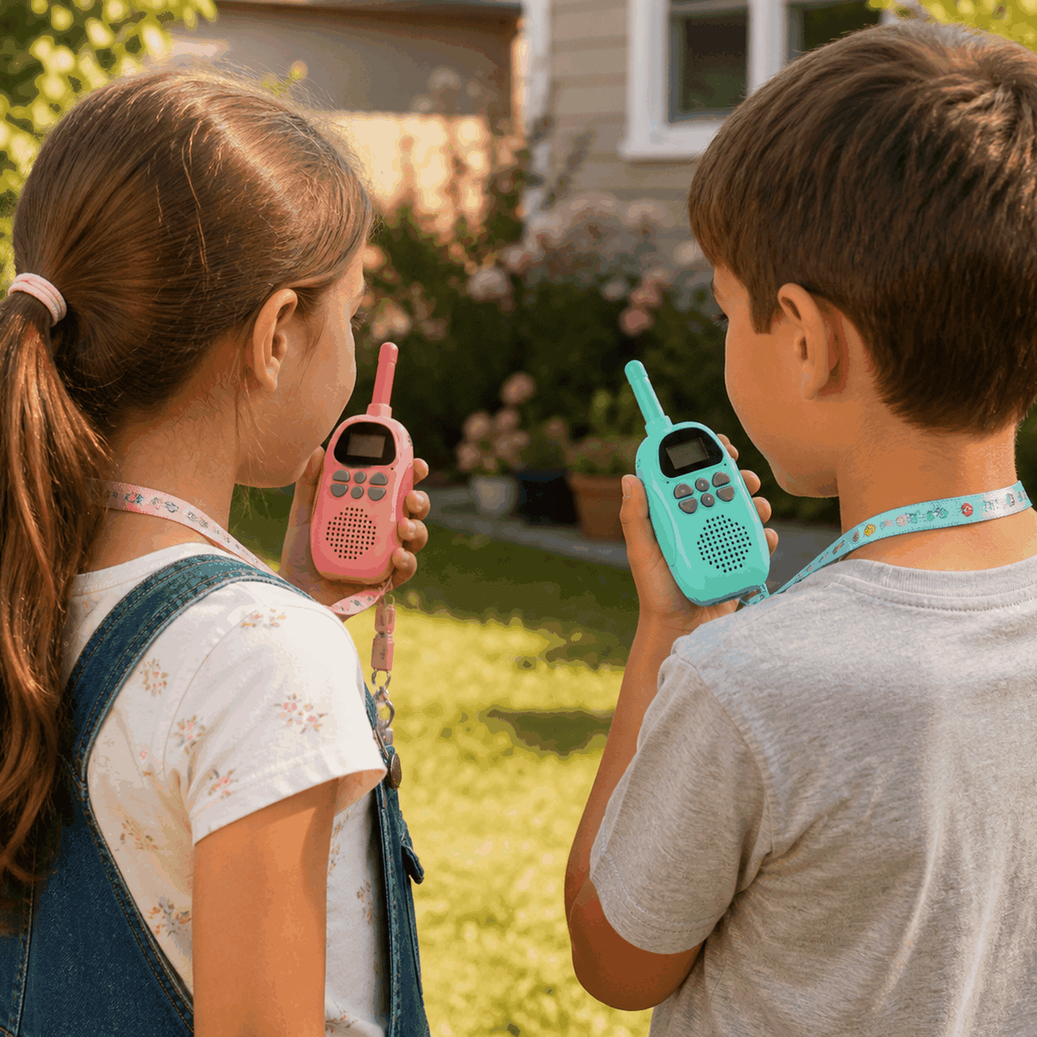 Handy Walkie Talkie Recargable USB Par de 2 con Linterna y Cordón — miniatura 2
