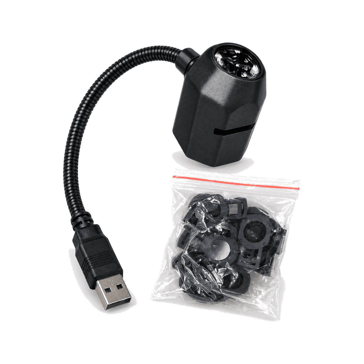 HANDOFF-48|US131|01|e9b0cda86d74|Proyector LED USB de Estrellas con Cuello Flexible y Discos - Única - Producto sobre fondo blanco