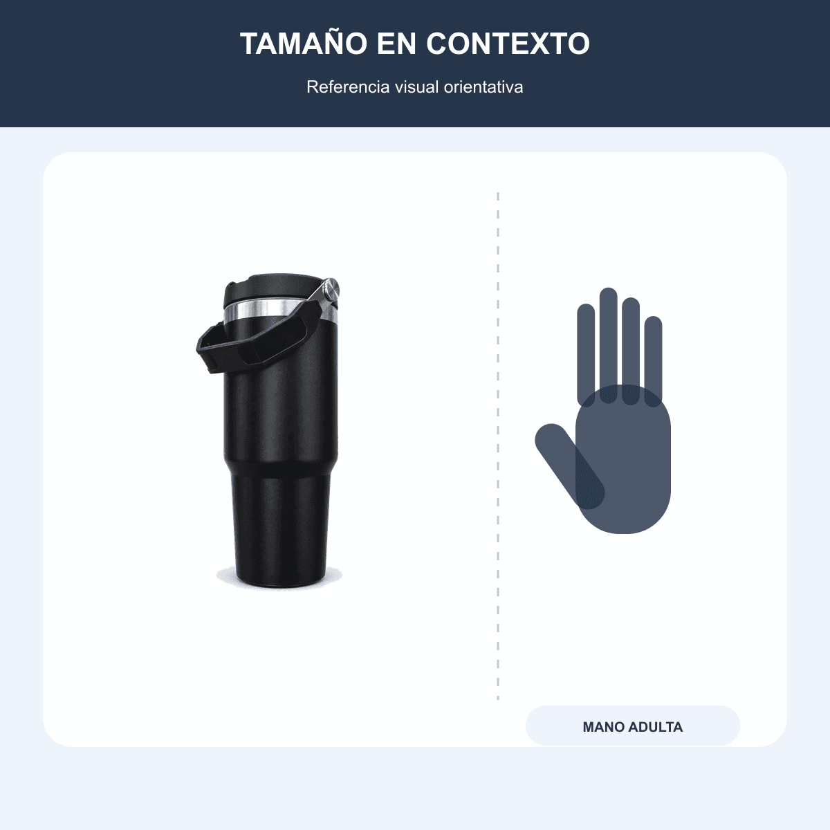 HANDOFF-48|VASTERMSIMILSTANN|04|c355fc5d5c9a|Vaso Térmico 900 ml con Tapa de 3 Posiciones y Asa - Negro - Referencia visual de escala