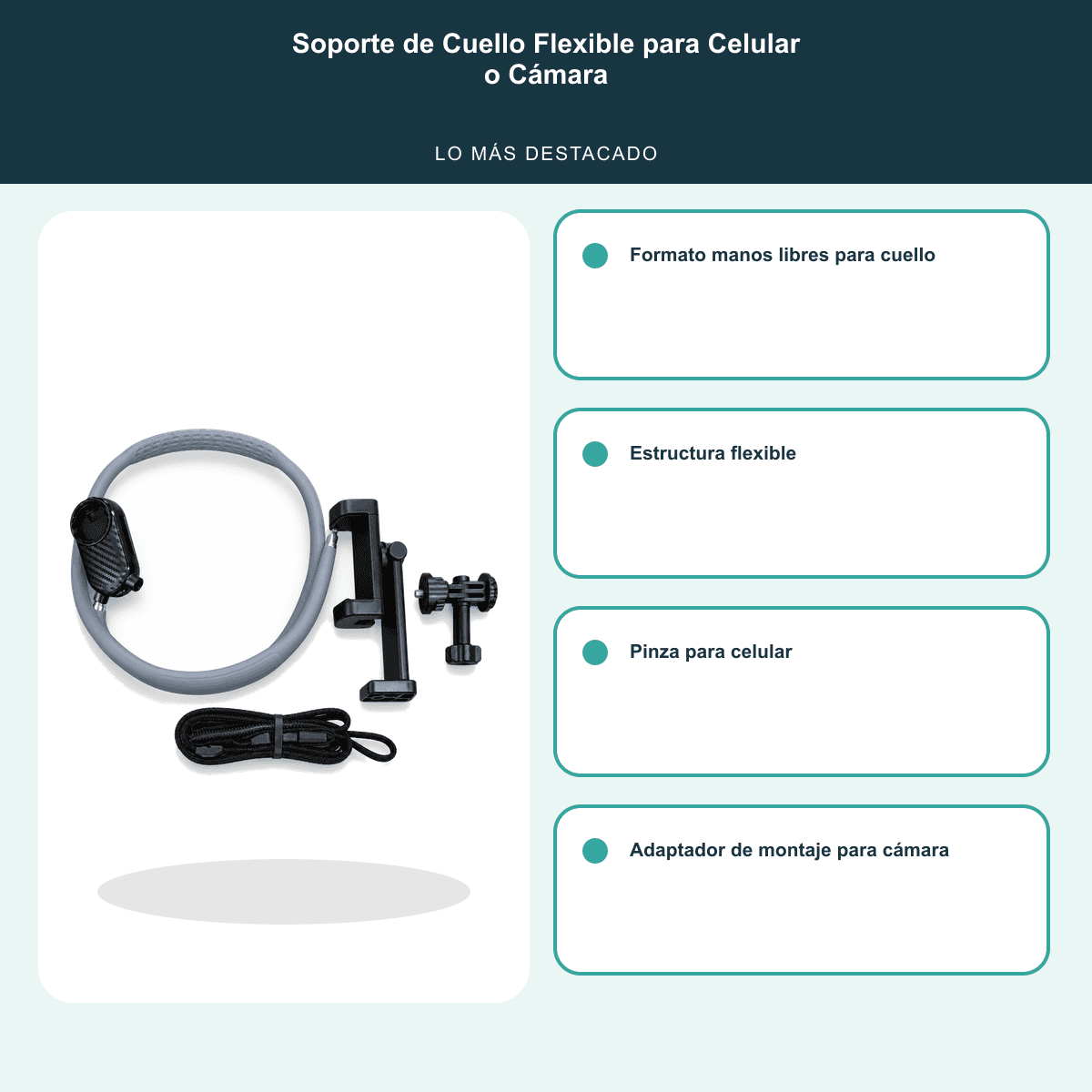 HANDOFF-48|DSH260237|06|d764acc75755|Soporte de Cuello Flexible para Celular o Cámara - Única - Informacion destacada