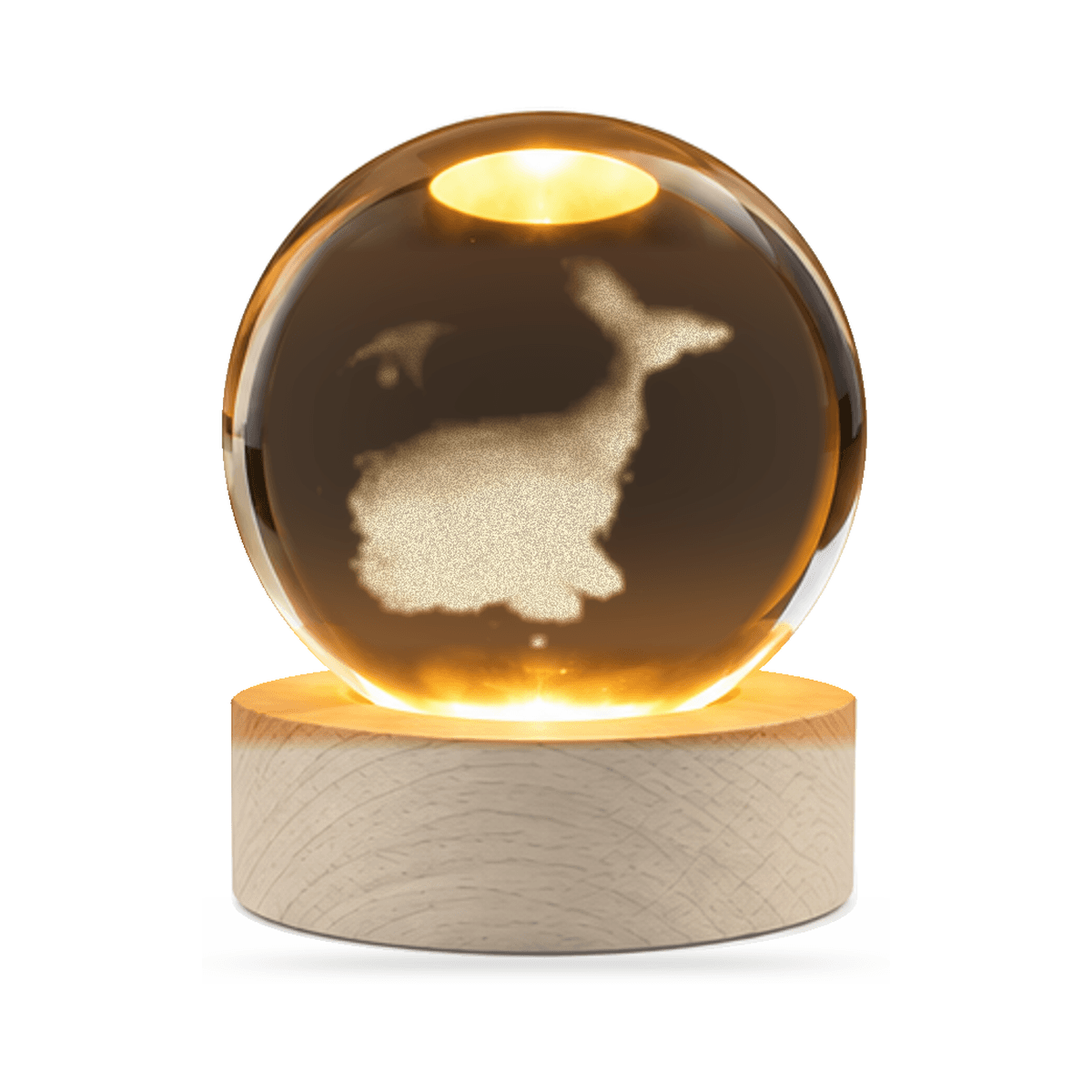 Esfera de Luz Bola de Cristal con Grabado 3D y Base de Madera — miniatura 7