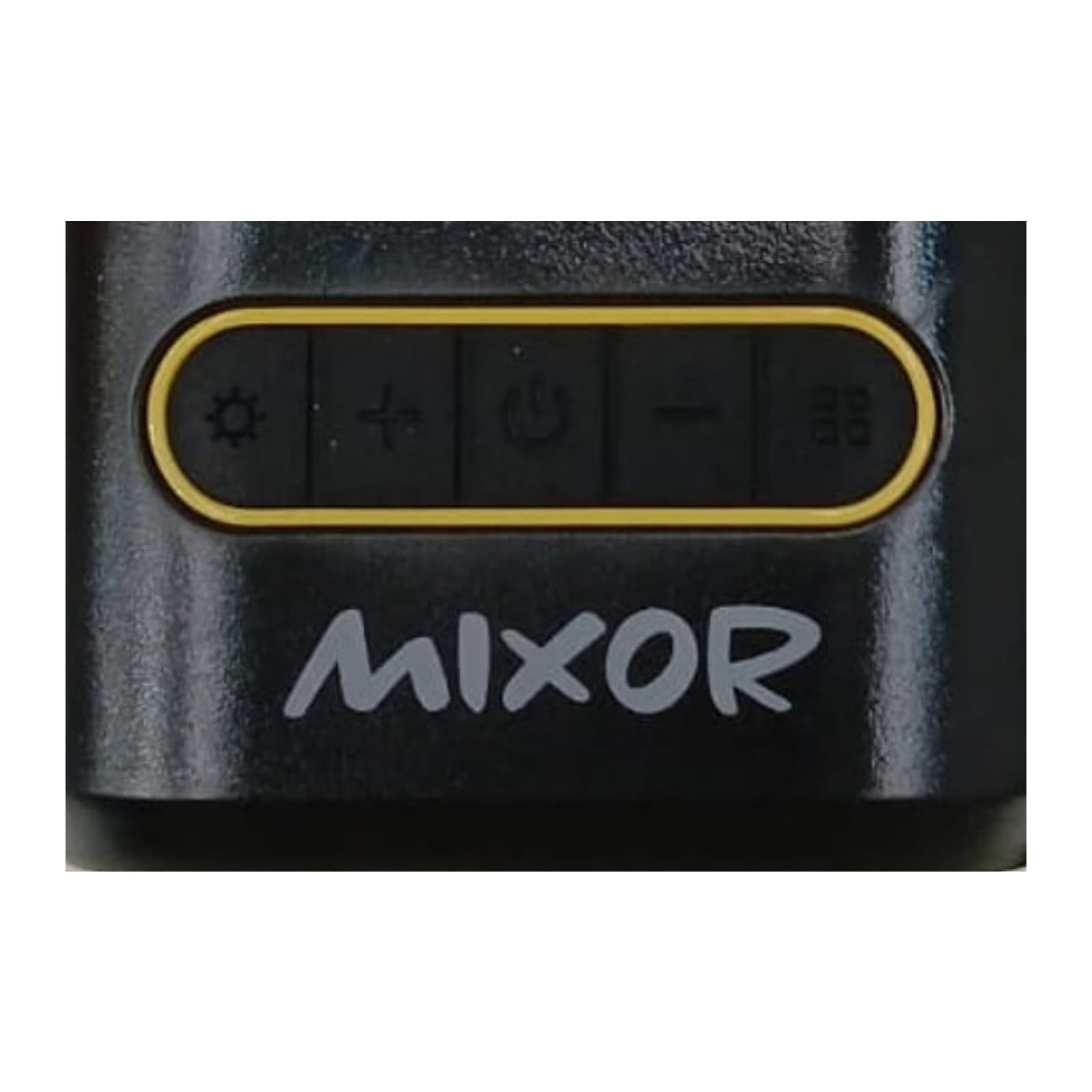 Primer plano del panel de cinco botones con aro amarillo y el logo Mixor del inflador portátil Ruta, COMPEXXTNEG — miniatura 2