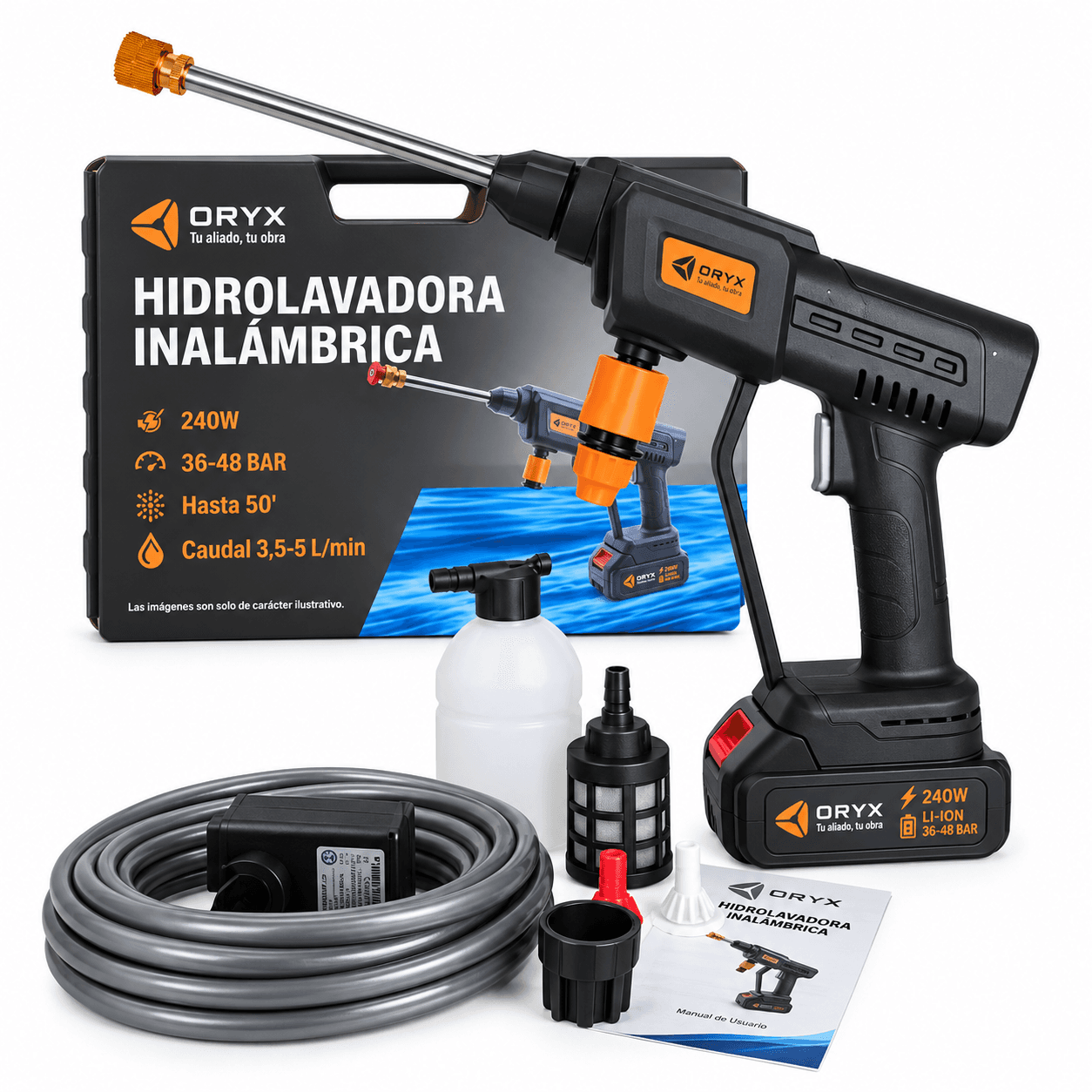 Hidrolavadora Inalámbrica 21 V Oryx con Accesorios