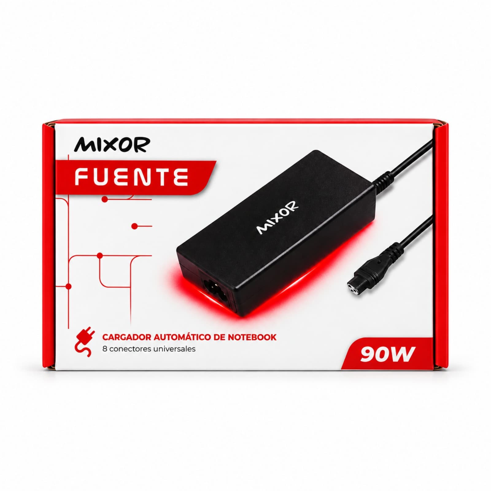 Fuente para notebook Mixor 90 W con 8 conectores en su packaging (imagen ilustrativa) — miniatura 3