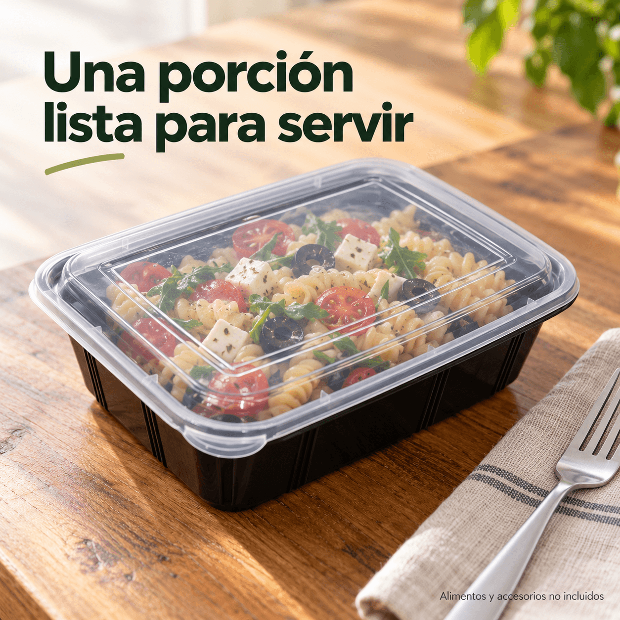 Ejemplo de una porción de ensalada de pasta en el recipiente Oryx; alimentos y cubiertos no incluidos |UT-00019|
