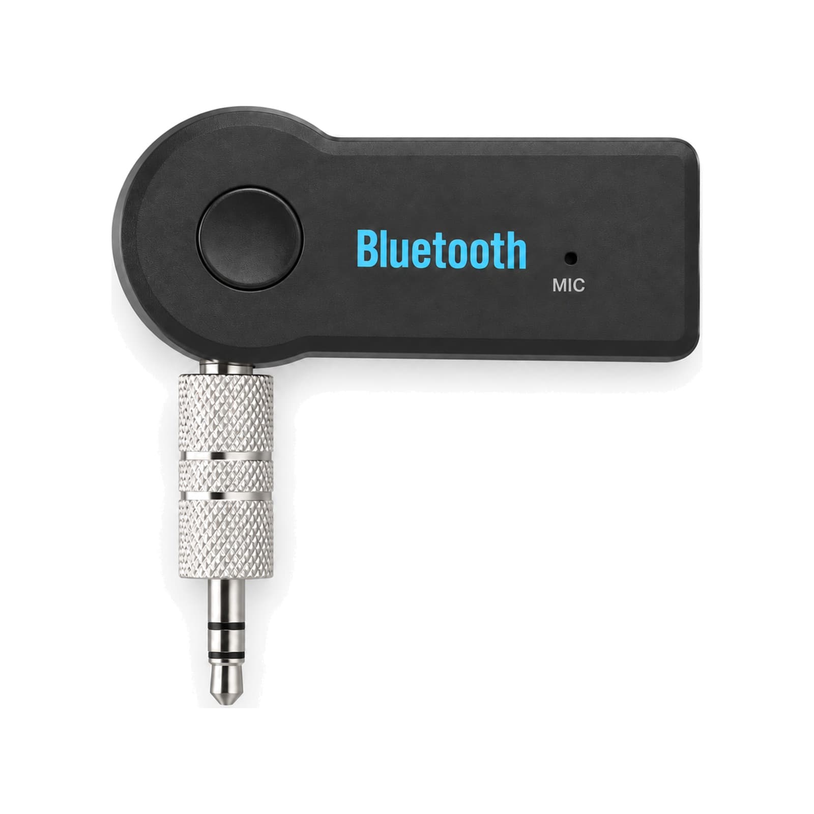 Receptor Bluetooth inalámbrico 3,5 mm AUX negro con ficha jack plateada, sobre fondo blanco (imagen ilustrativa), RECEPBTAUX — miniatura 1