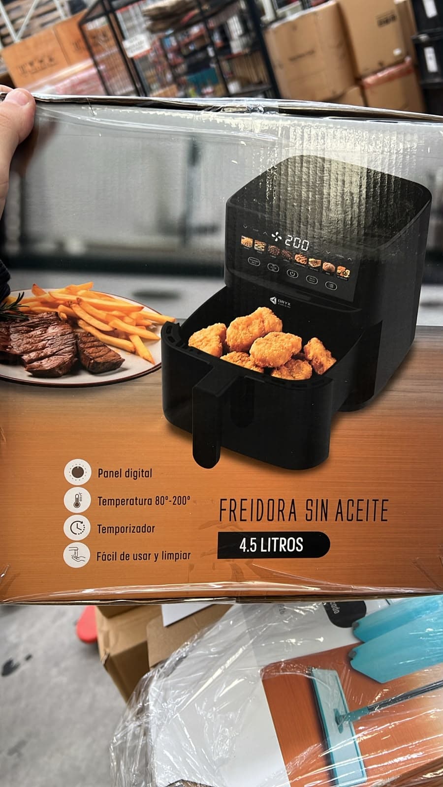 Caja de la freidora sin aceite Oryx OR-AIR01, dorso con sus características (foto real) — miniatura 9
