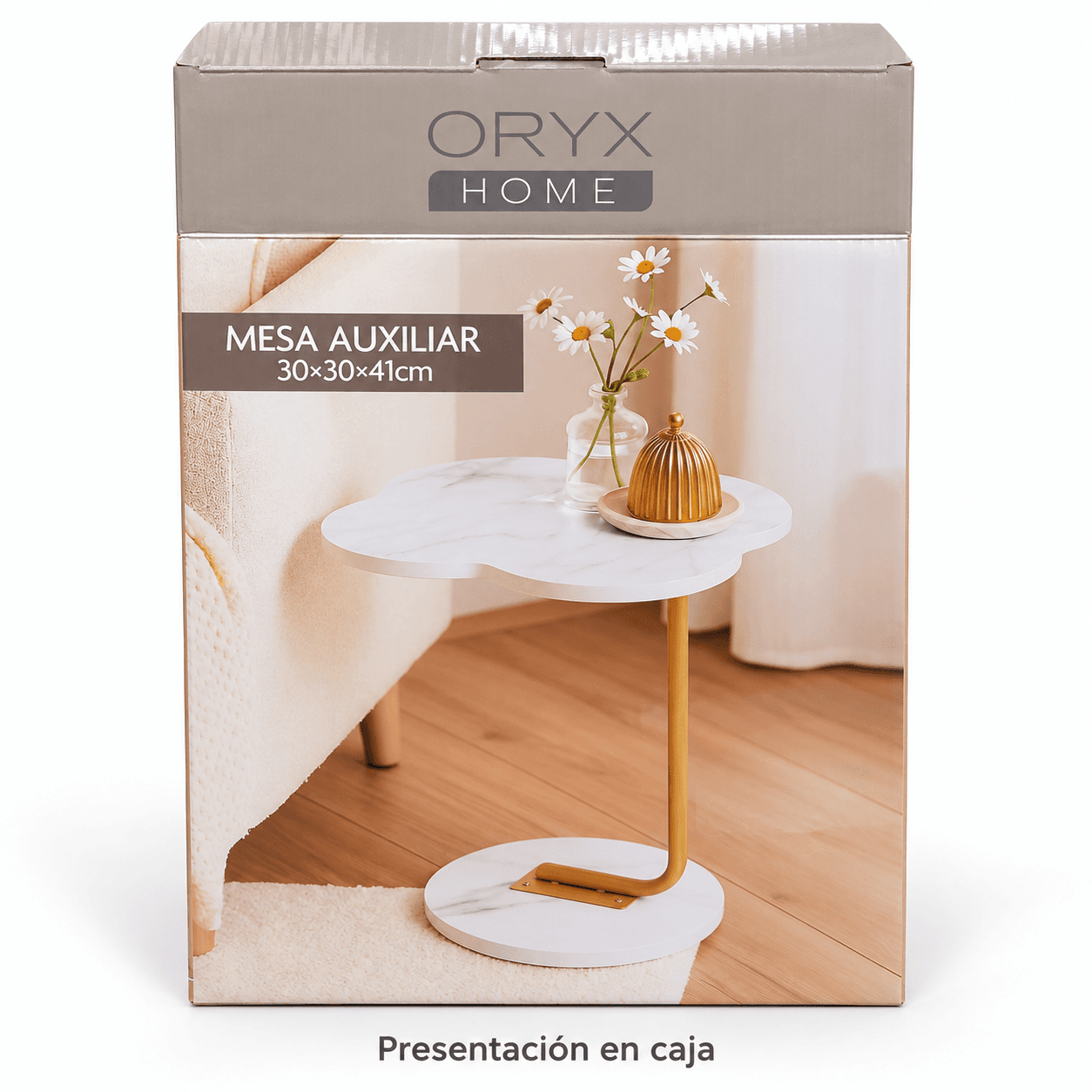 Presentación en caja de la mesa auxiliar Oryx Home OR-ST01