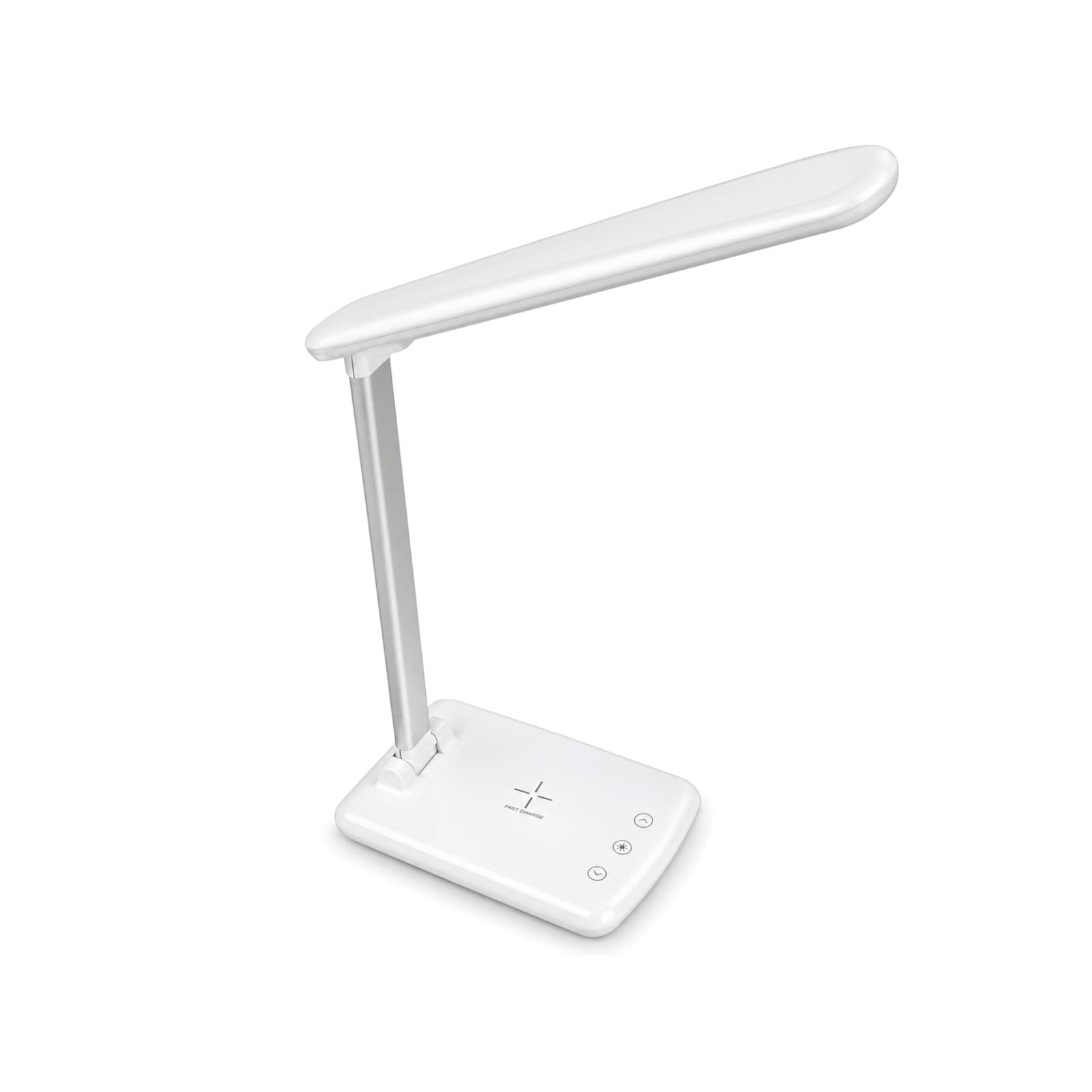 Lámpara LED de escritorio plegable MODS-046 blanca con base de carga inalámbrica, vista completa sobre fondo blanco (imagen ilustrativa), LAMPLEDPLEGABL — miniatura 1
