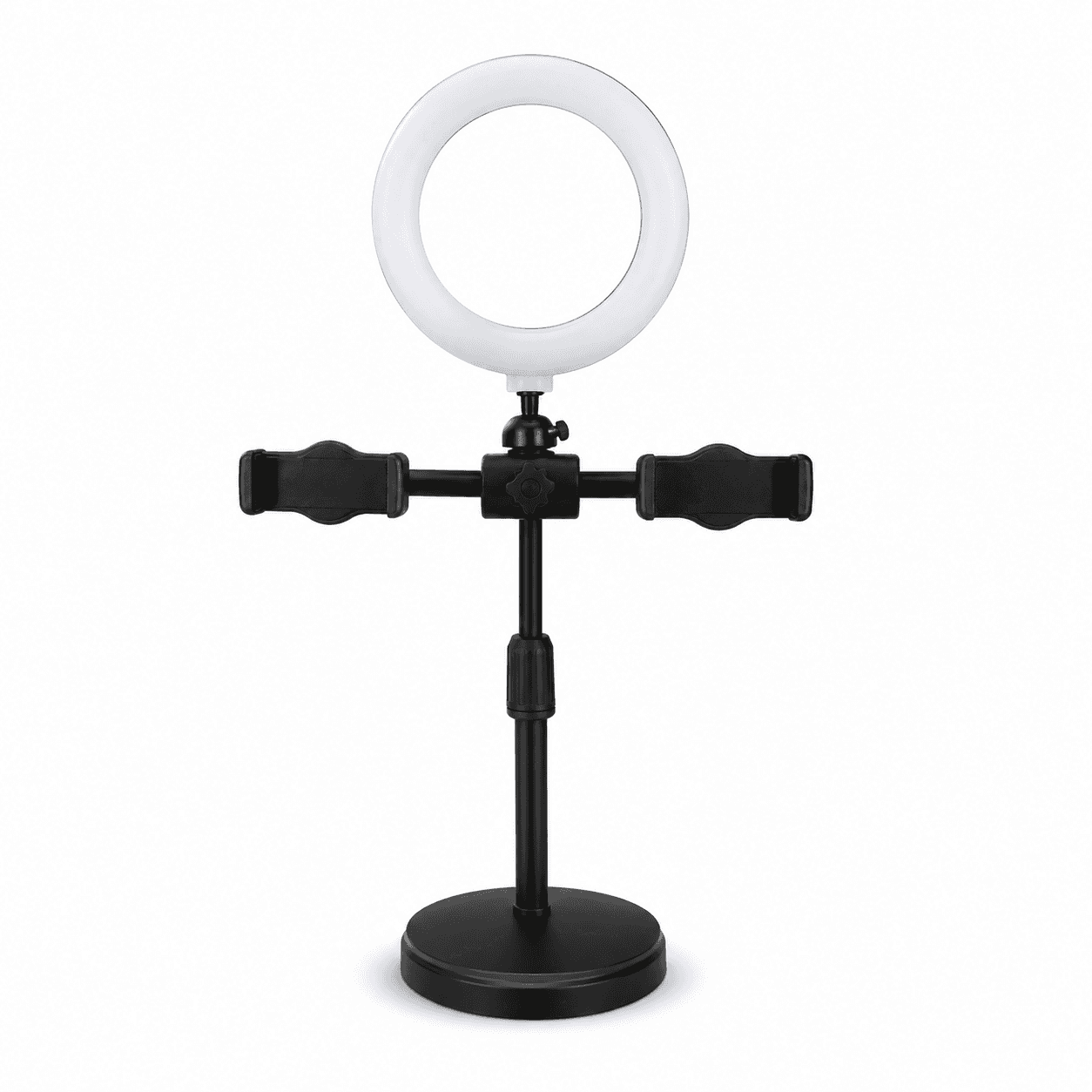 Aro de Luz LED de Escritorio con Soporte Doble para Celular — miniatura 1