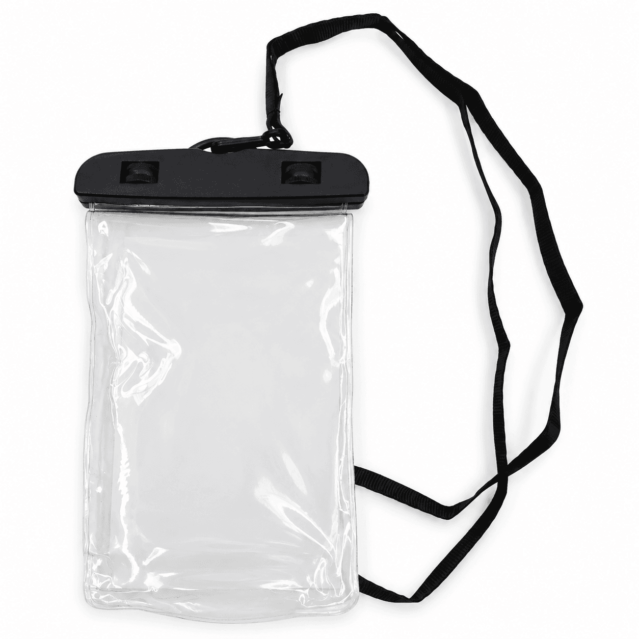 Funda transparente para celular con cierre negro y correa |FUNDCELAG|