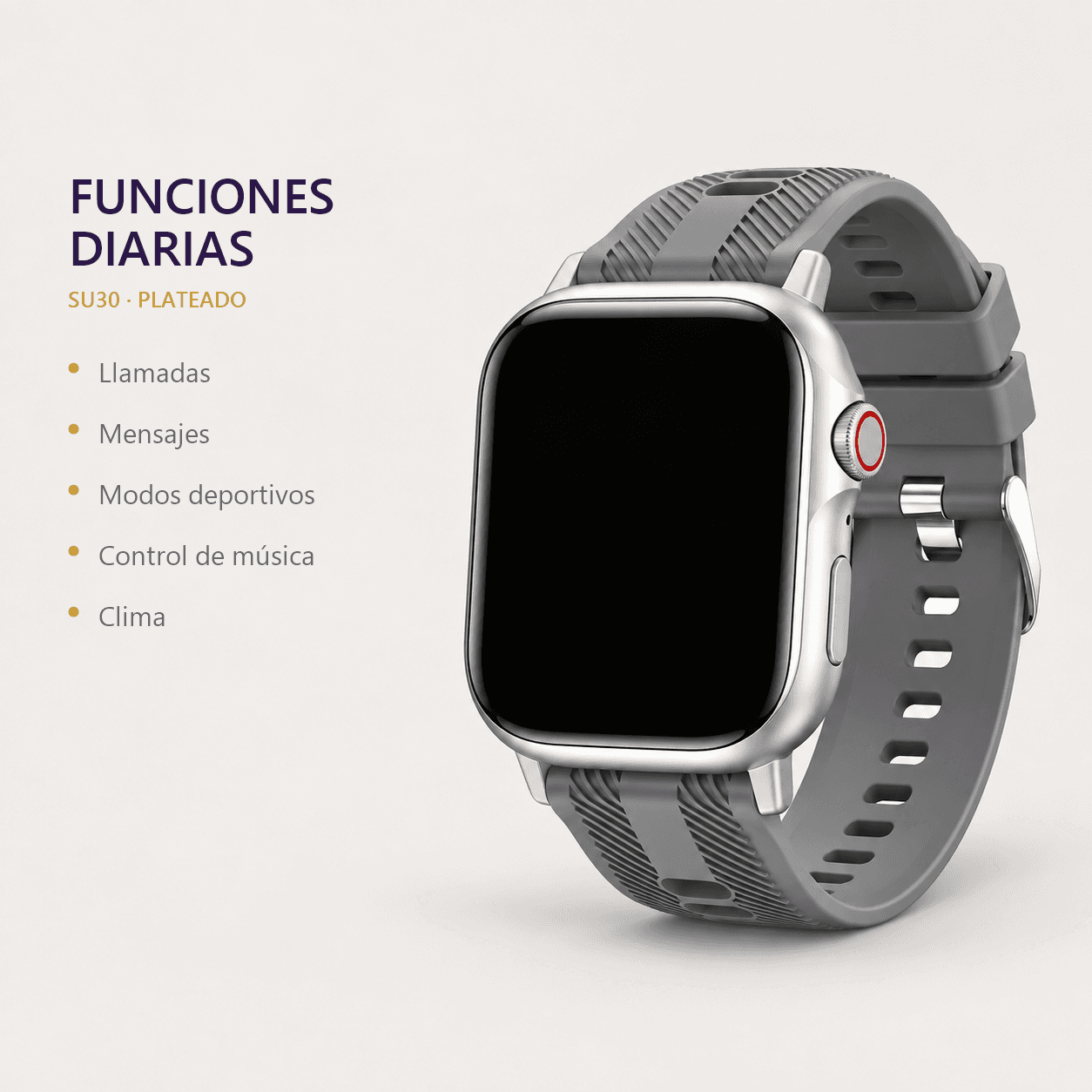 HANDOFF-2026-09-23|SWSU30PLA|06|7ec62d18315d|Smartwatch SU30 MODS-774 Plateado con Malla Gris