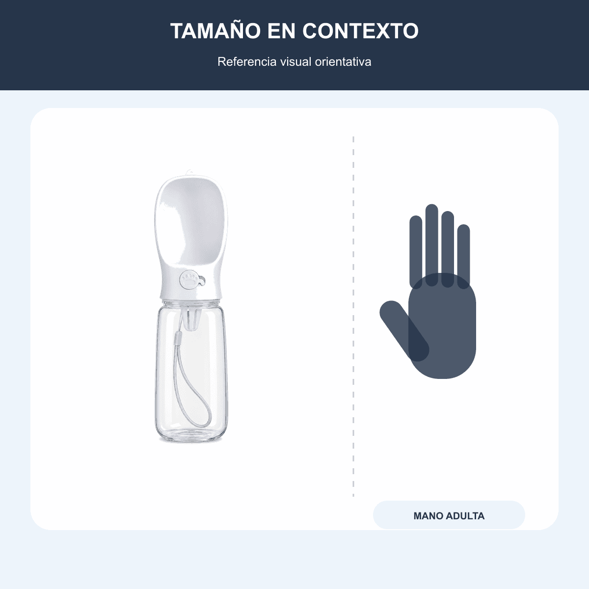HANDOFF-48|US581|04|23093331245d|Bebedero Portátil para Mascotas 550 ml - Blanco - Referencia visual de escala