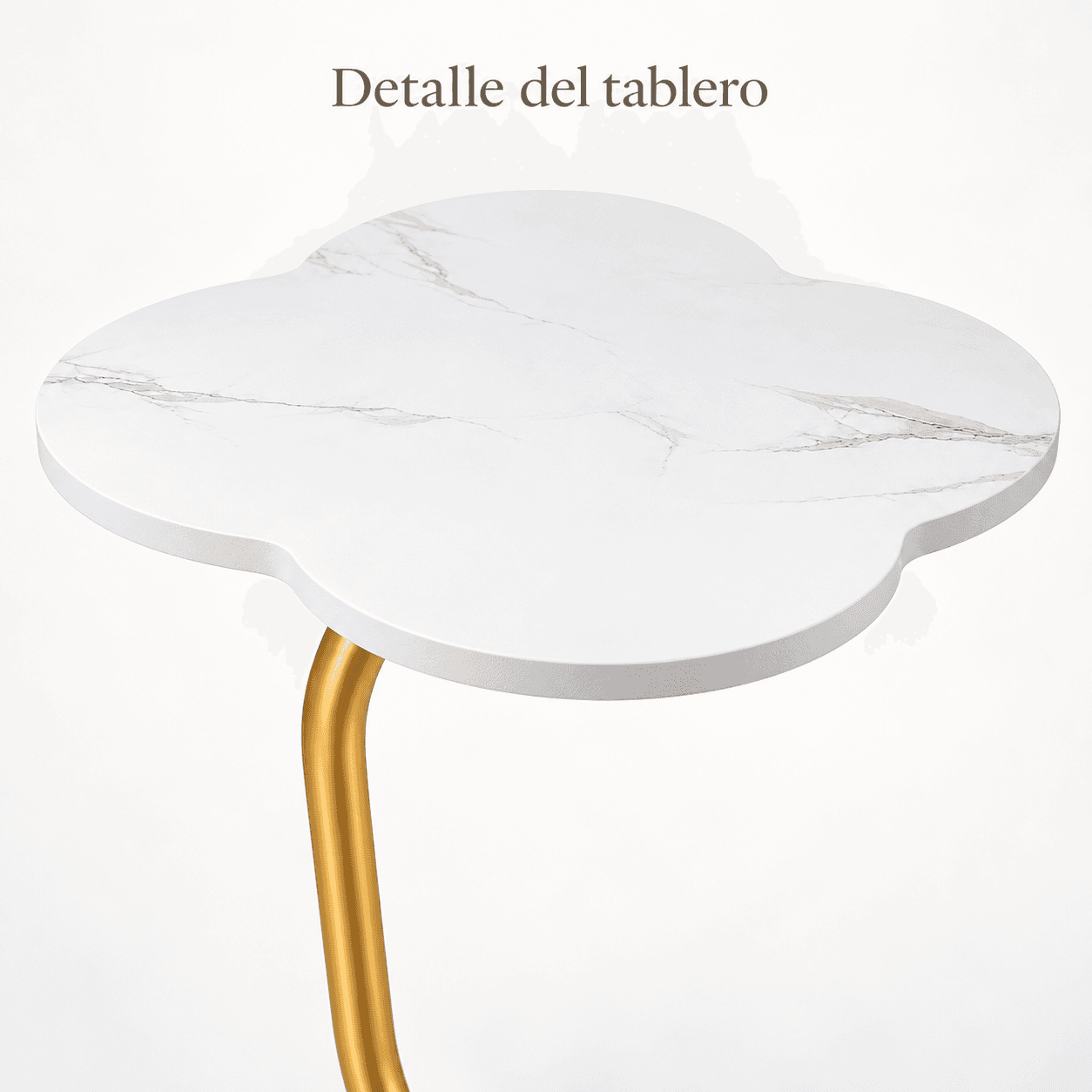 Detalle del tablero floral blanco con vetas de la mesa OR-ST01