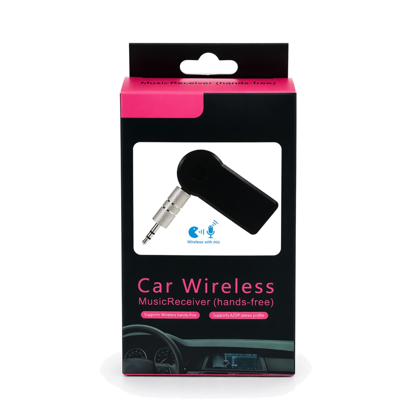 Caja del receptor Bluetooth Car Wireless KK-67526 vista de frente (imagen del envase del proveedor), RECEPBTAUX — miniatura 2