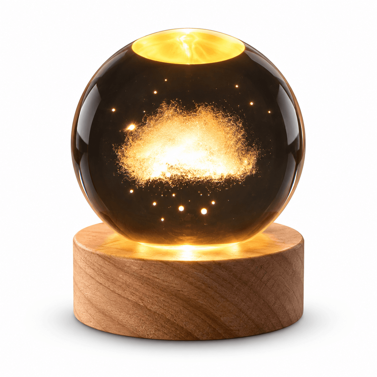 Esfera de Luz Bola de Cristal con Grabado 3D y Base de Madera — miniatura 1