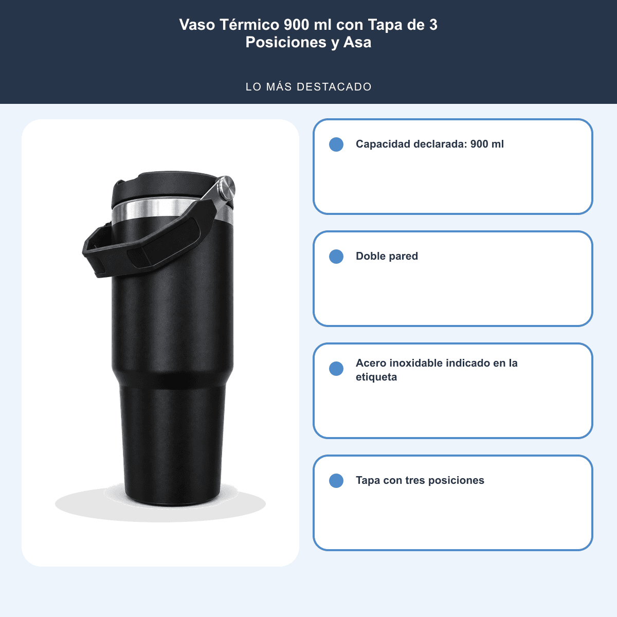 HANDOFF-48|VASTERMSIMILSTANN|06|ec662d8566f5|Vaso Térmico 900 ml con Tapa de 3 Posiciones y Asa - Negro - Informacion destacada