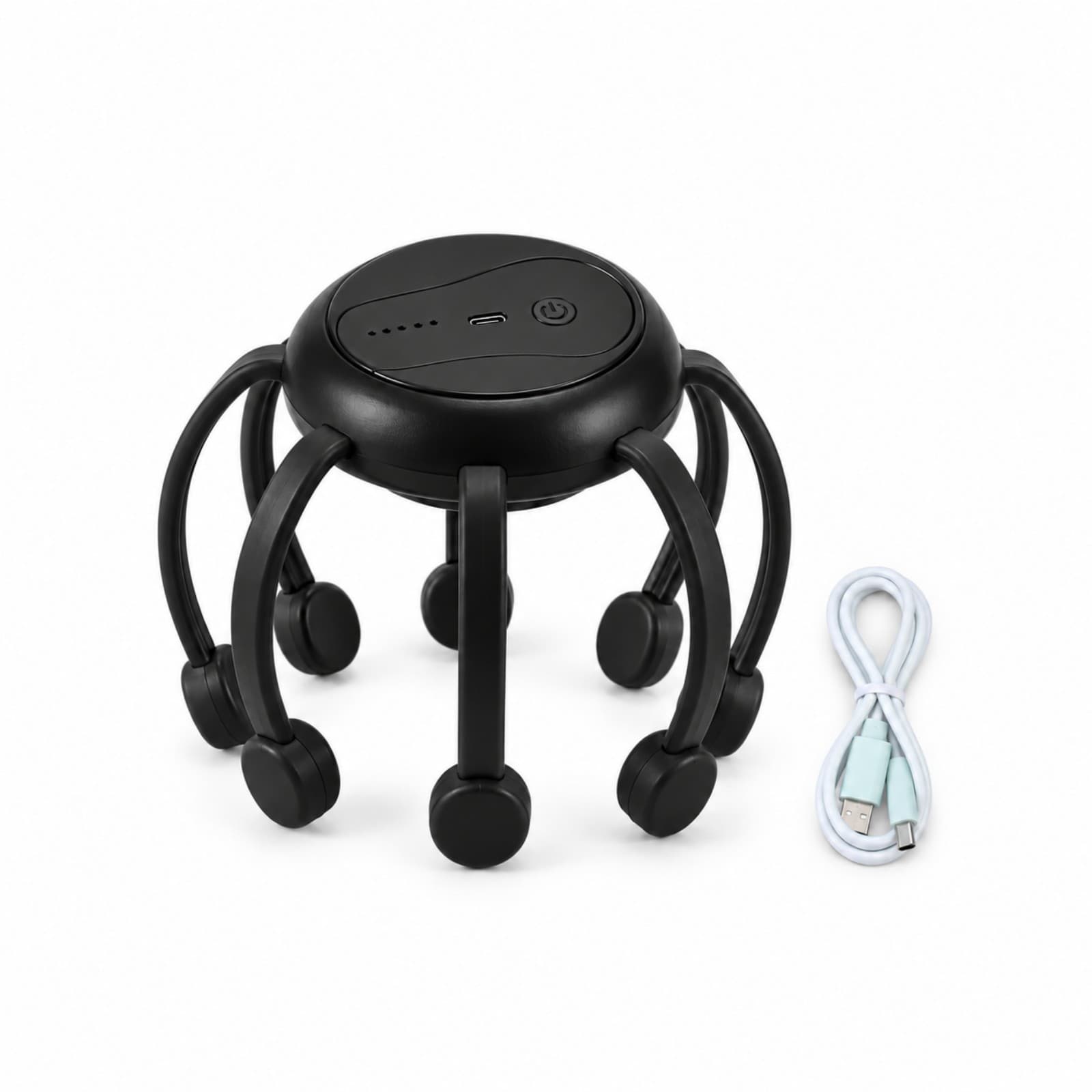 Masajeador de cabeza Oryx OR-86 negro con su cable de carga USB (imagen ilustrativa), MASAJCABN — miniatura 2