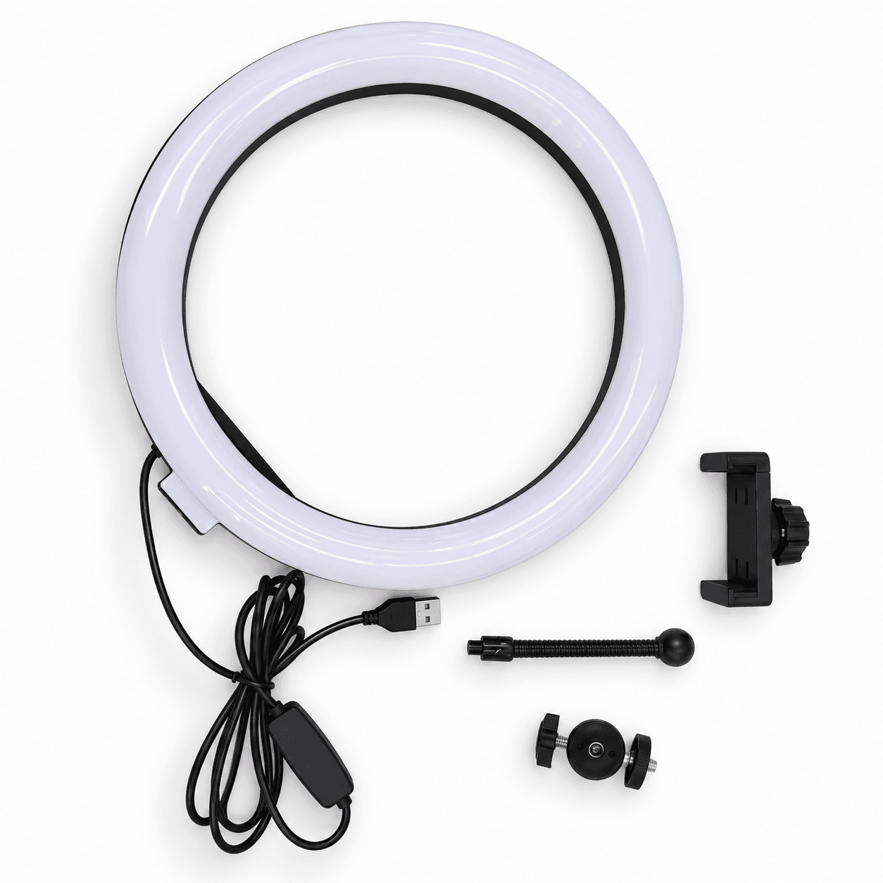 Aro de luz LED RGB JS-300RGB de 30 cm con soporte para celular