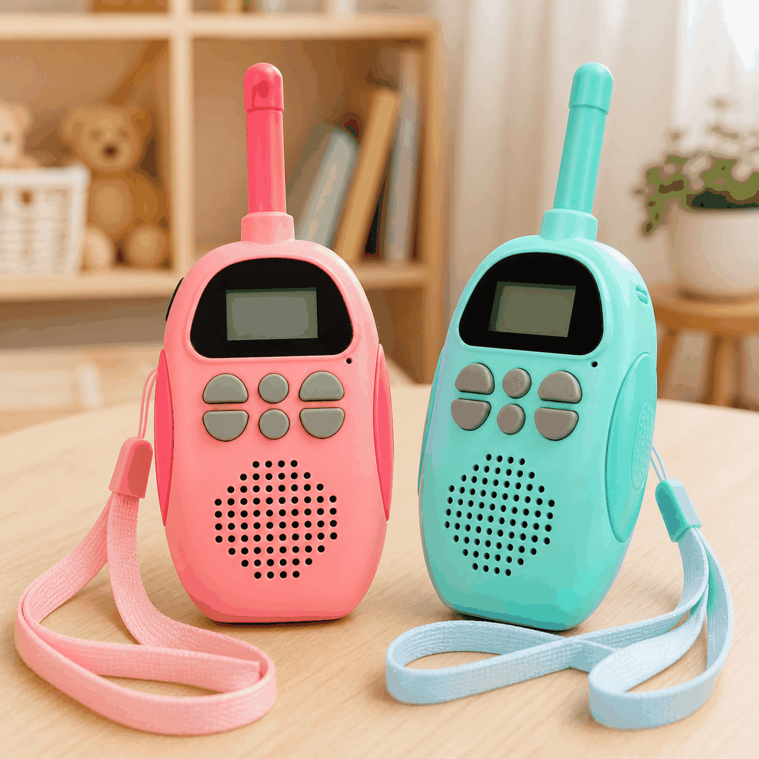 Handy Walkie Talkie Recargable USB Par de 2 con Linterna y Cordón — miniatura 4