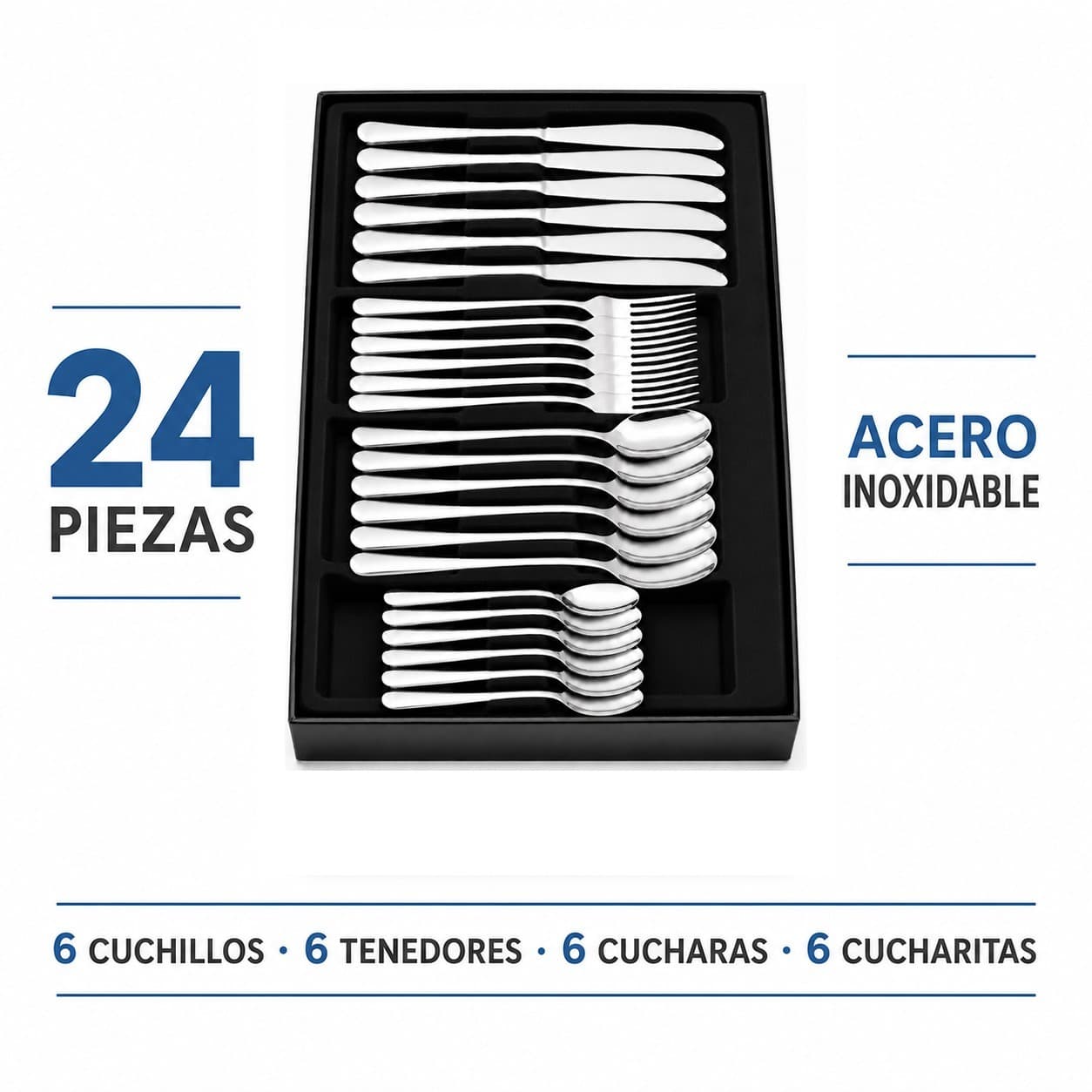 Set de cubiertos de 24 piezas - caracteristicas principales