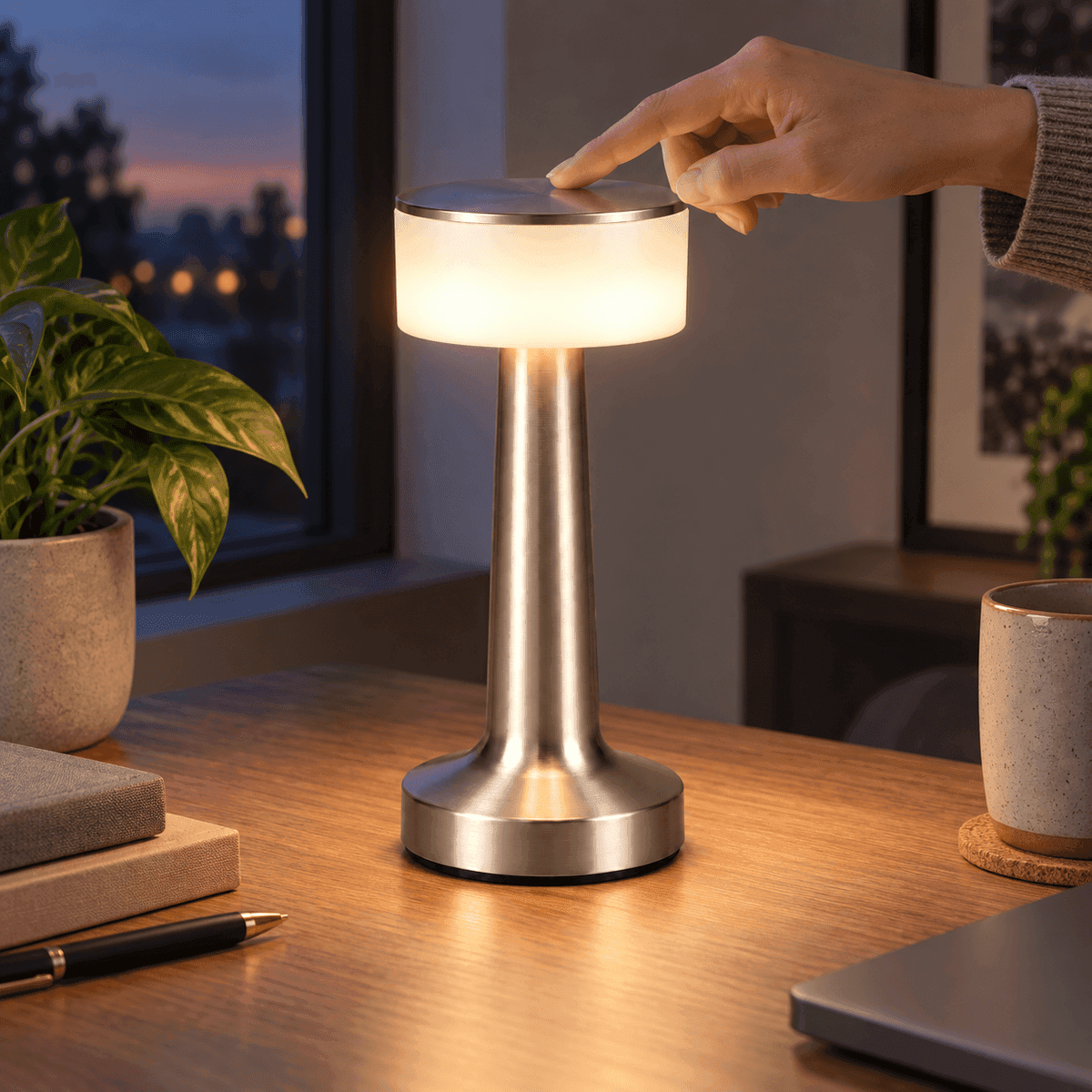 Velador LED recargable KM-9030 Plateada — Lifestyle de uso, LAMPAESPLA — miniatura 2