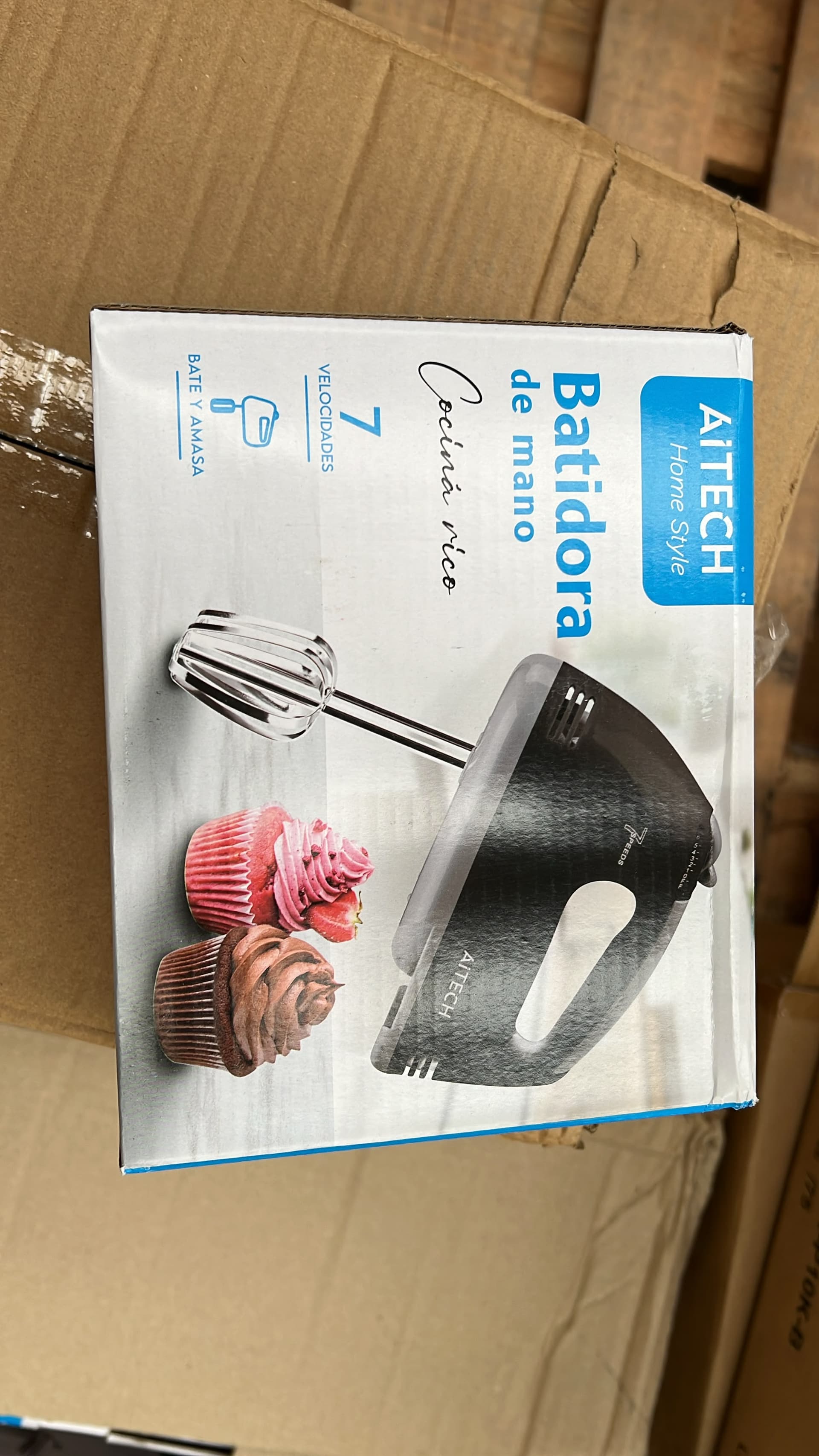 Caja de la batidora de mano Aitech PE-821, frente (foto real) — miniatura 10