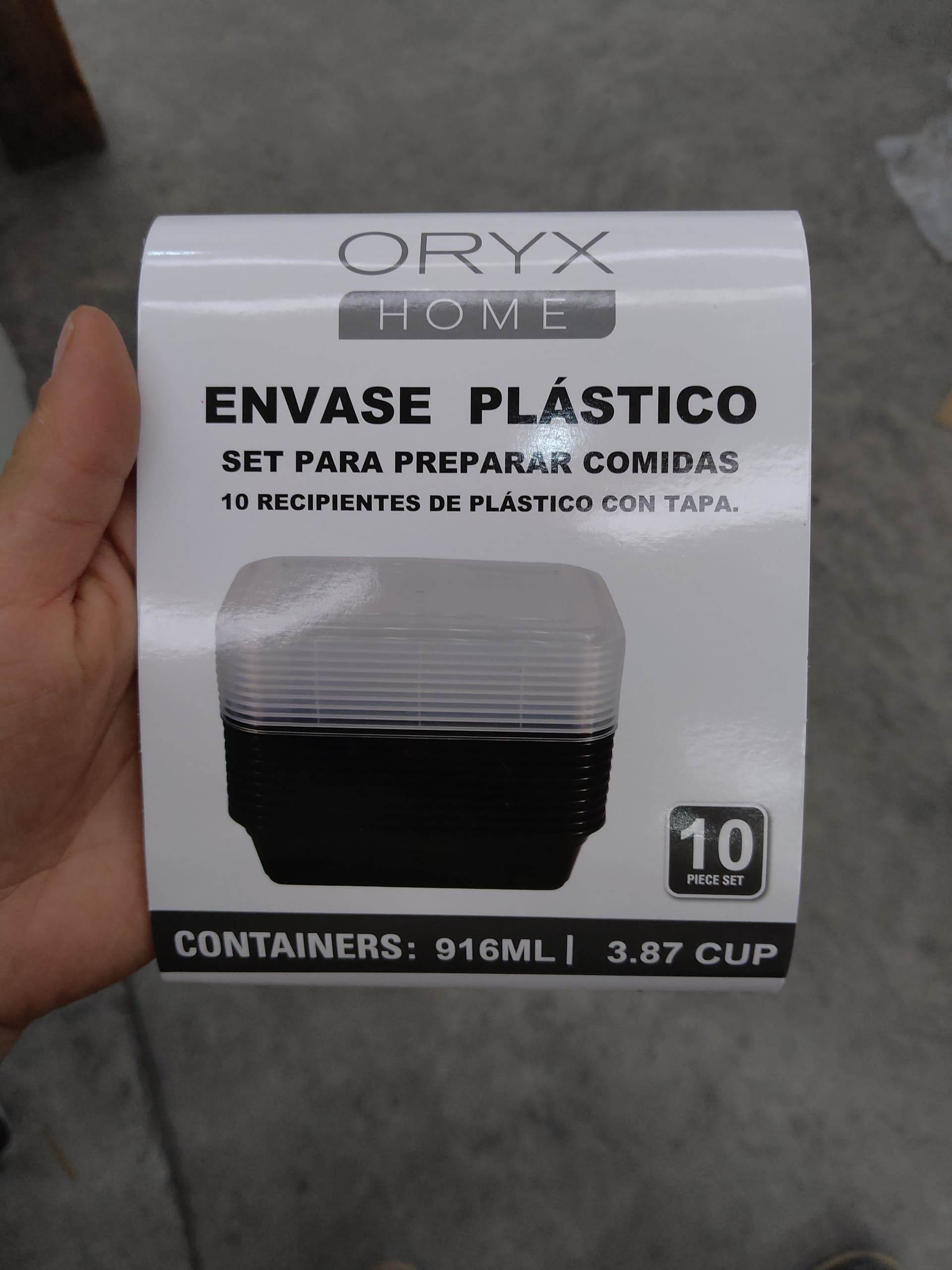 Envase Oryx Home: 10 recipientes de plástico con tapa y capacidad 916 ml |UT-00019|
