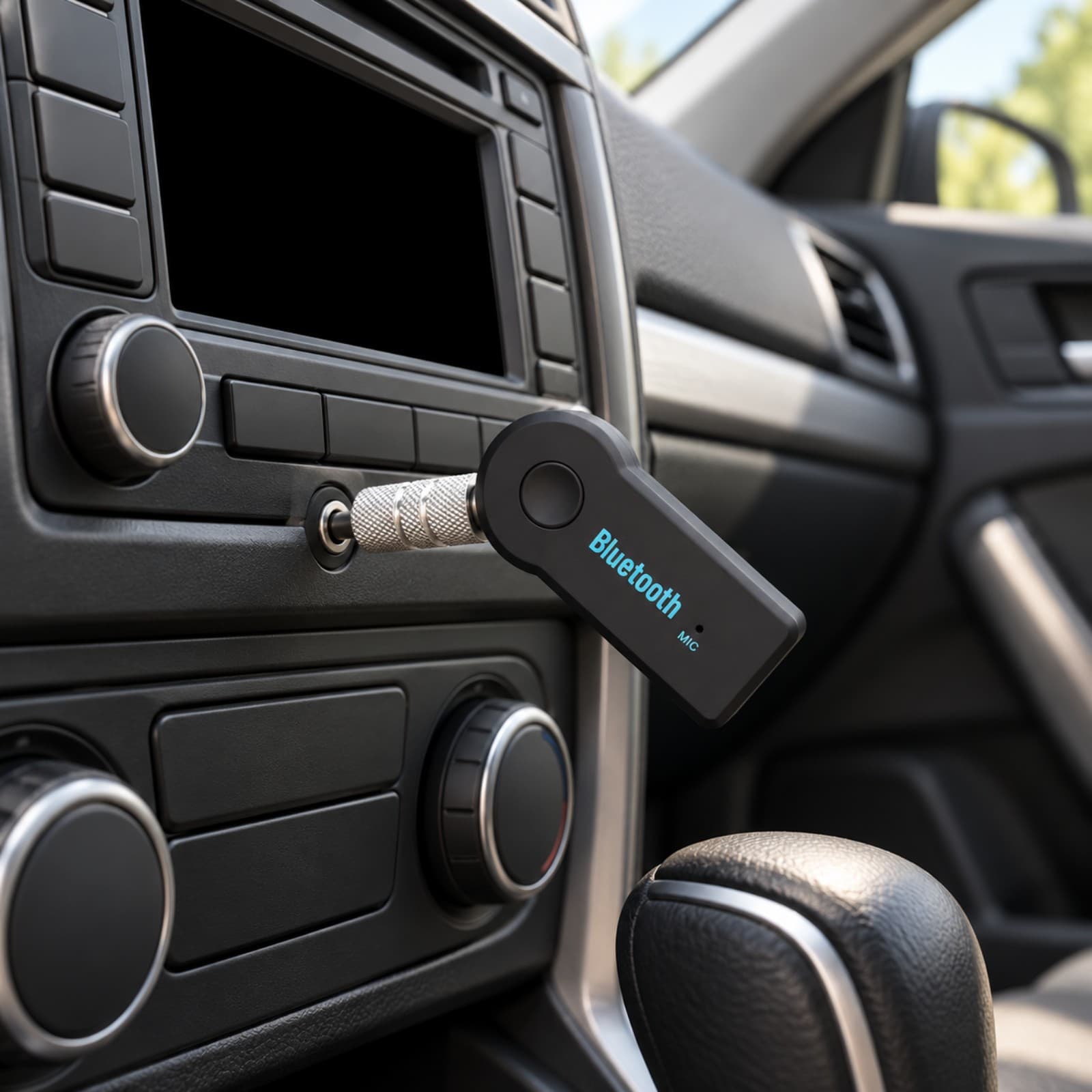 Receptor Bluetooth 3,5 mm AUX enchufado a la entrada auxiliar de la consola central de un auto (imagen ilustrativa), RECEPBTAUX — miniatura 5