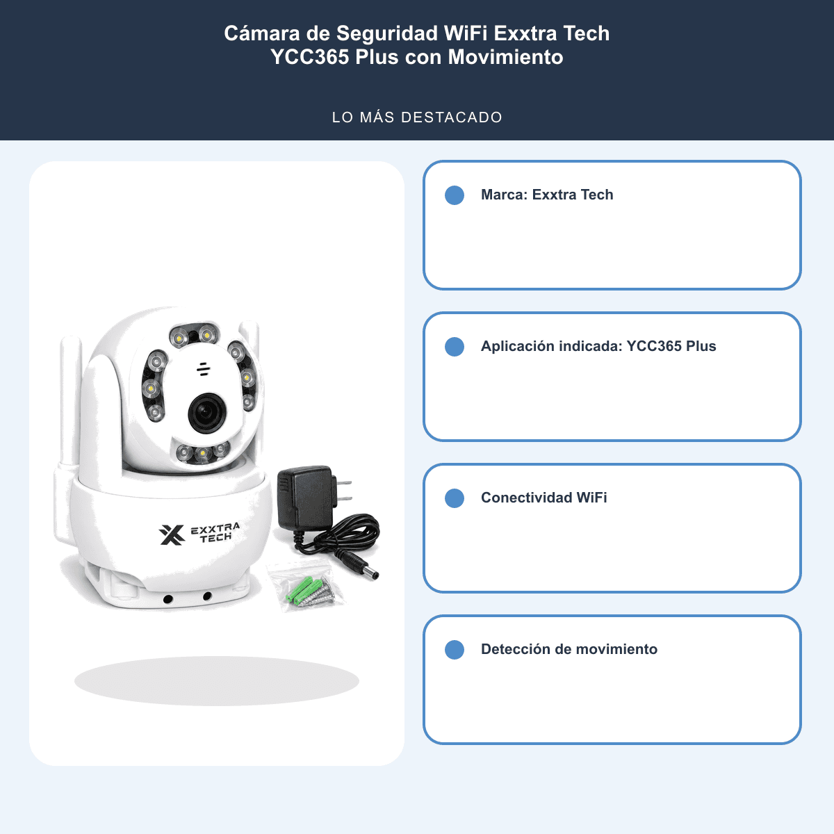 HANDOFF-48|CAMEXXSEG|06|99a706772d1b|Cámara de Seguridad WiFi Exxtra Tech YCC365 Plus con Movimiento - Única - Informacion destacada