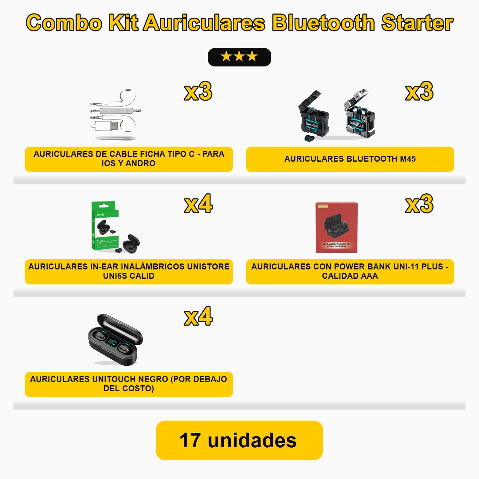 Kit Auriculares Bluetooth Starter