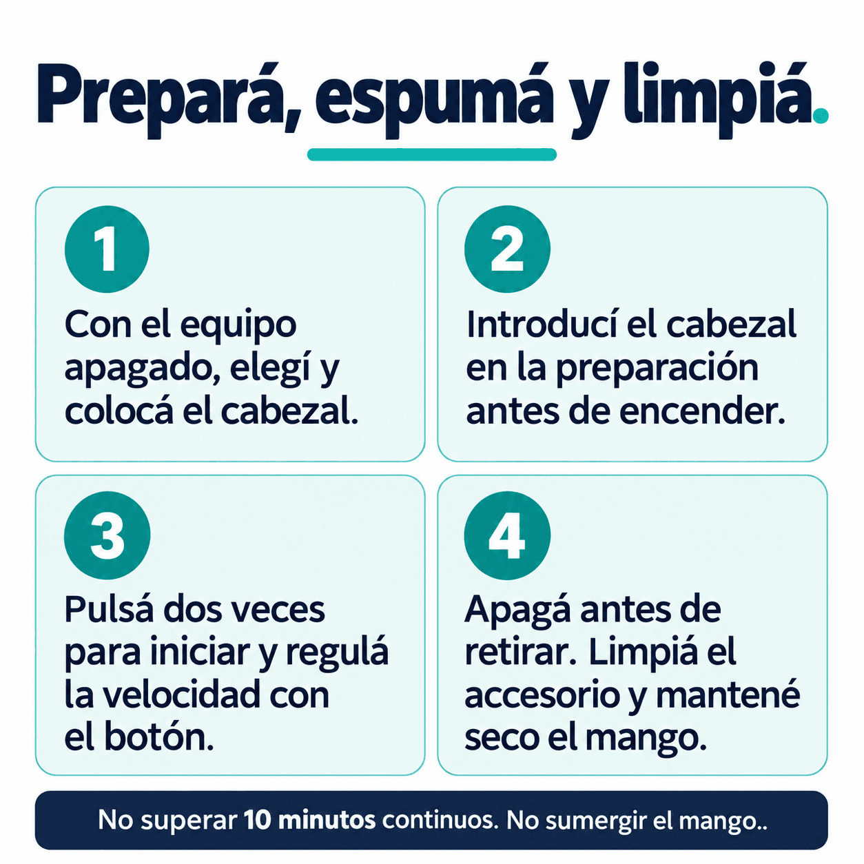 Espumador Exxtra Tech: colocar cabezal, iniciar, regular y limpiar según el manual, CEPELECEXXTN — miniatura 6