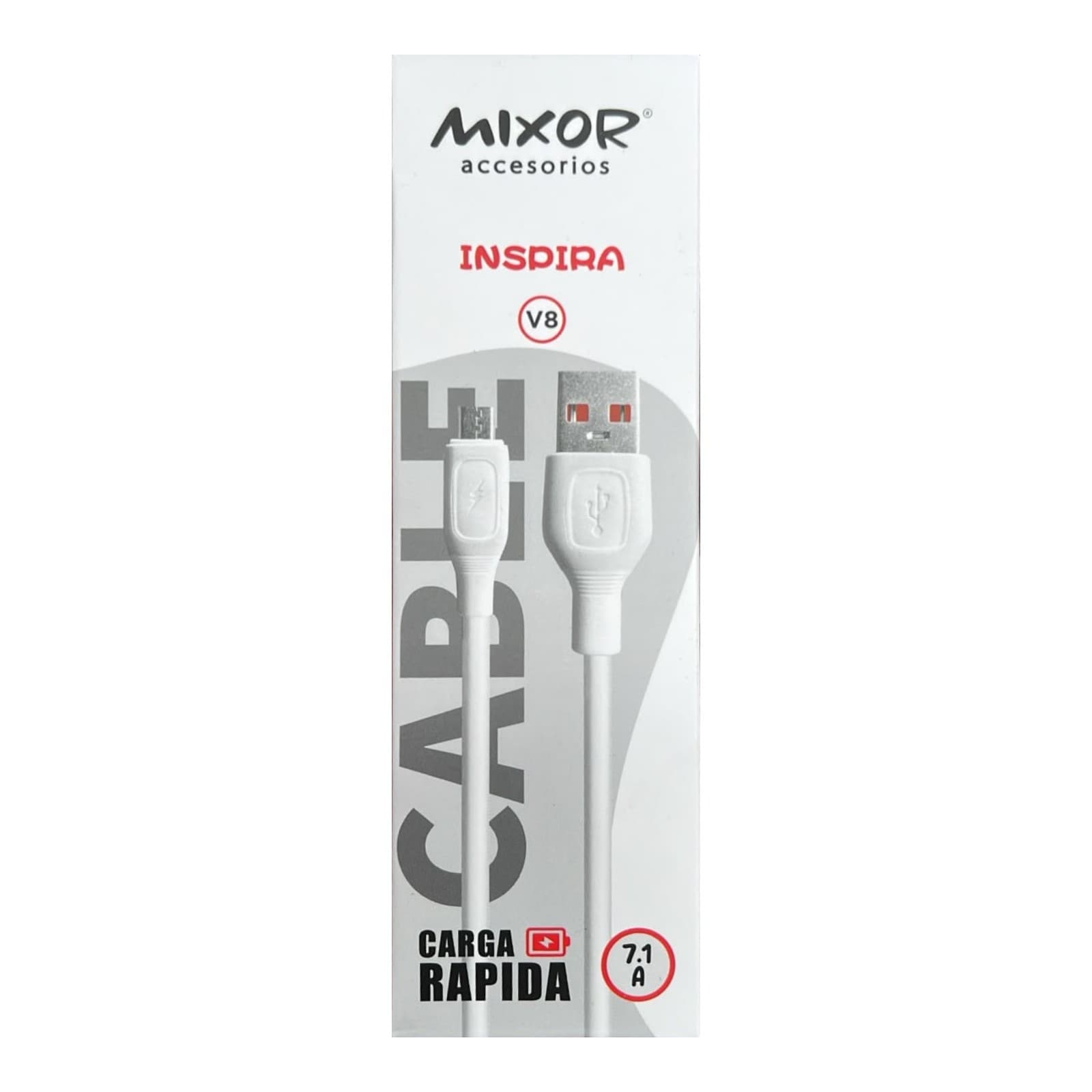 Envase frontal del cable Mixor Inspira USB a micro USB V8, de frente y derecho — miniatura 1