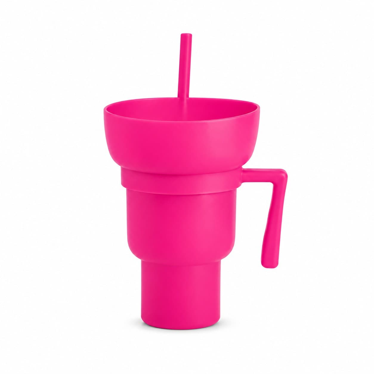 Vaso para snacks con sorbete y manija rosa fucsia — variante de color generada; tono ilustrativo, VASNACKFUC — miniatura 1