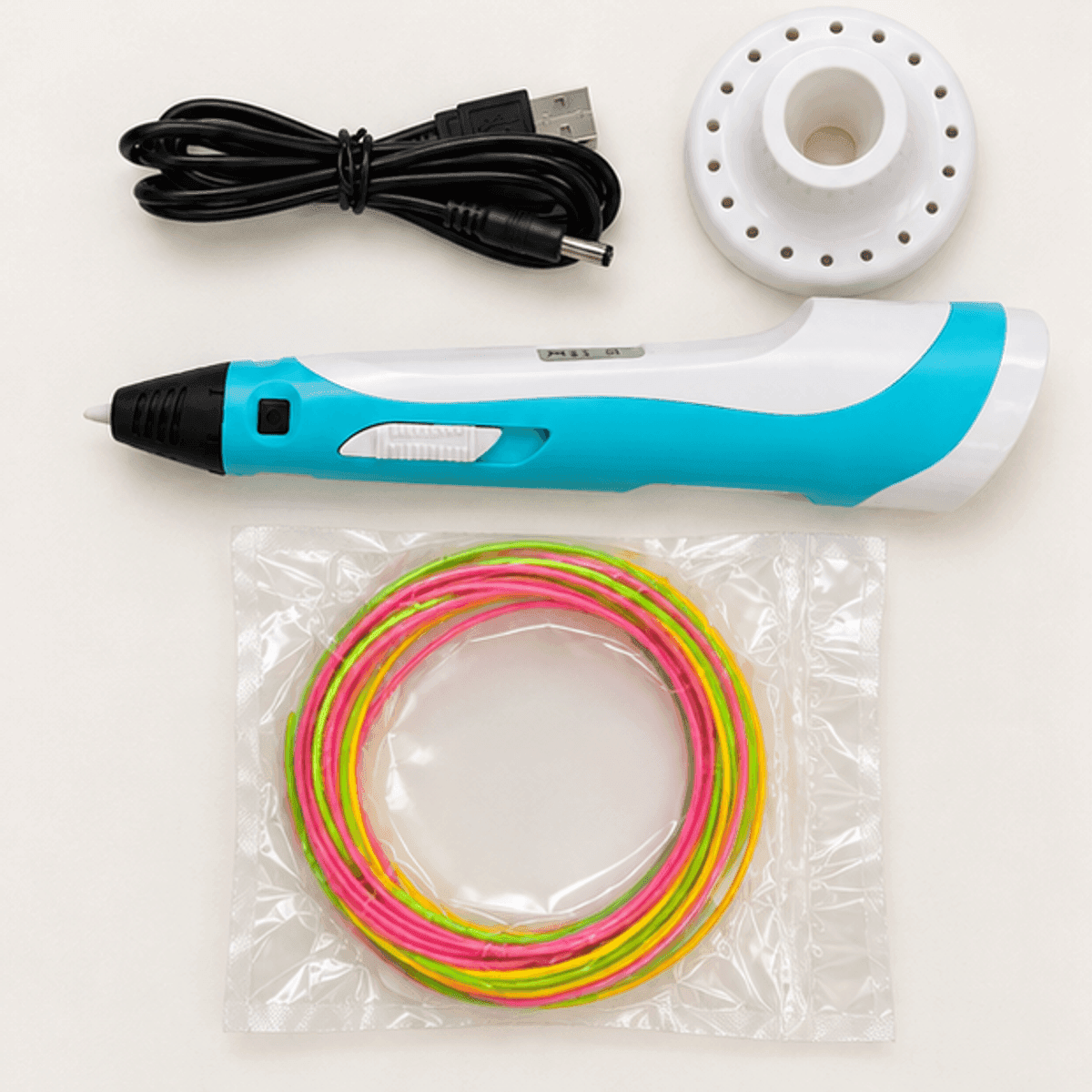 HANDOFF-48|LAPIZ3D|05|0ffb53a97640|Lápiz 3D USB 3DPEN-2 con Filamento PLA - Celeste - Contenido incluido