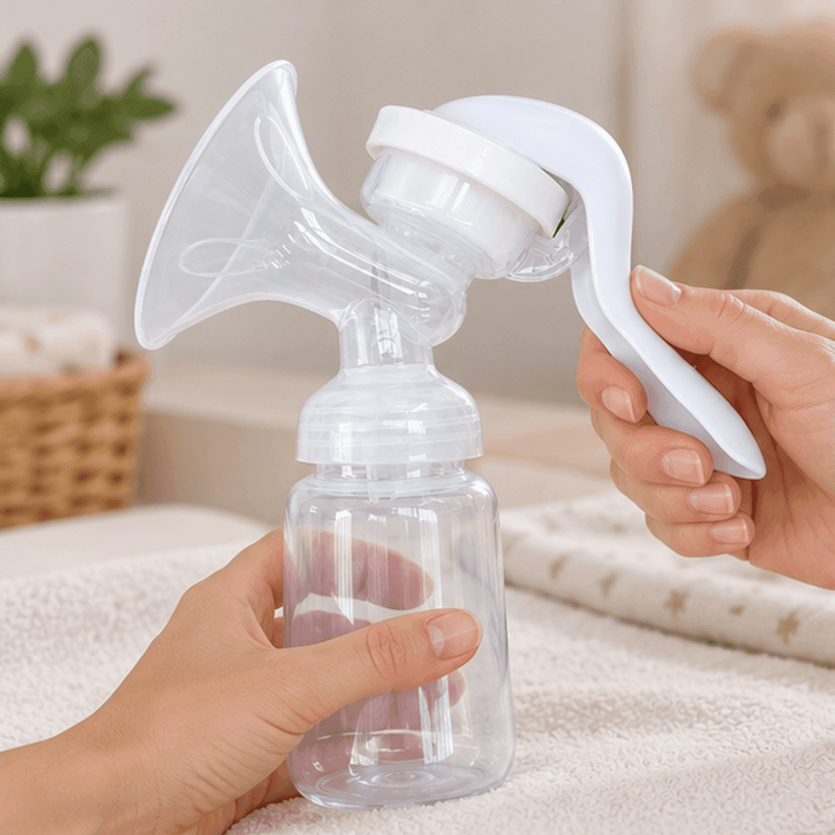 HANDOFF-48|DSH260205|02|fbc7b7a71bdd|Sacaleche Manual con Mamadera MY-370 - Blanco - Producto en contexto de uso