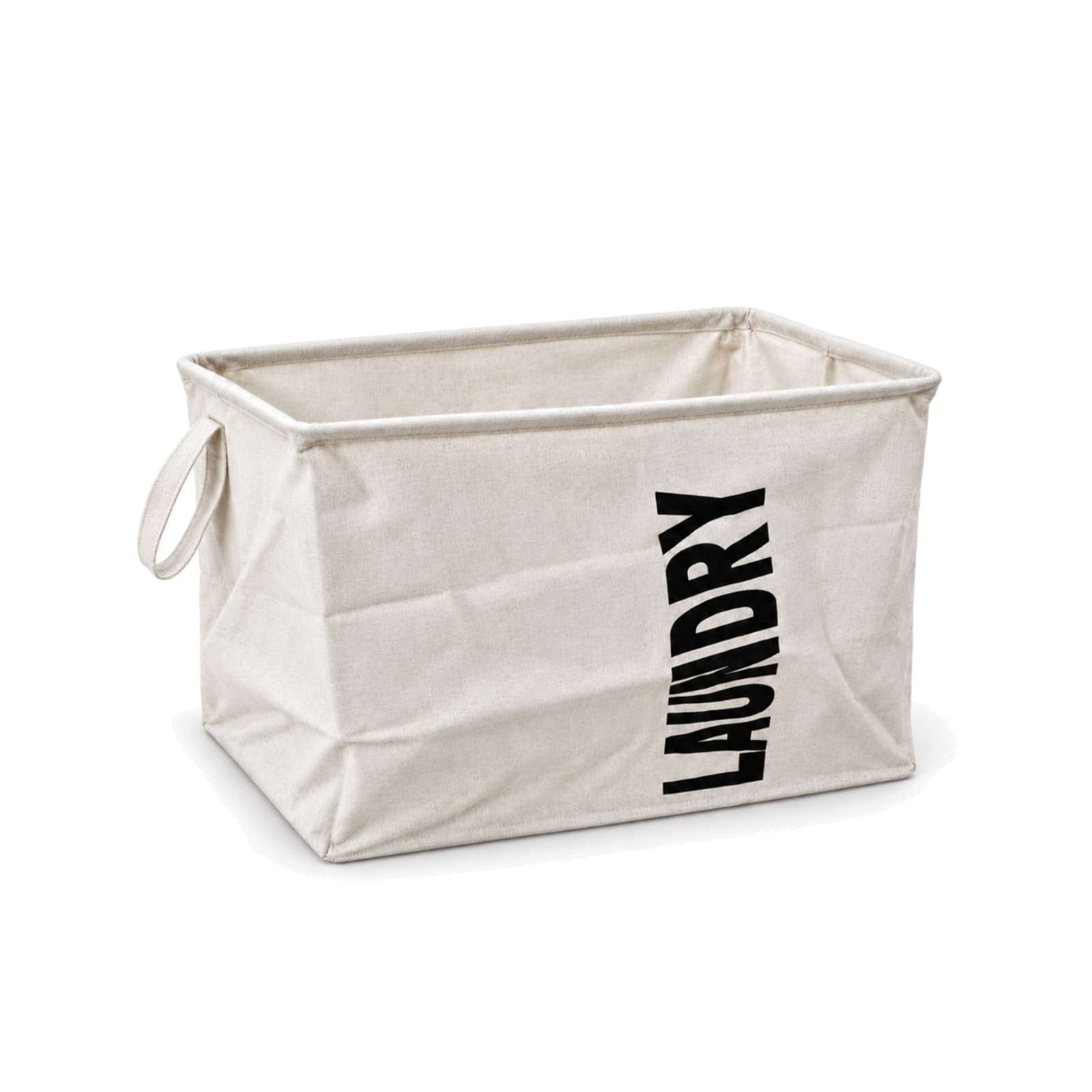 Cesto de ropa plegable LAUNDRY beige con borde rígido y manija de tela, sobre fondo blanco (imagen ilustrativa), CESTLAUNDECONB — miniatura 1
