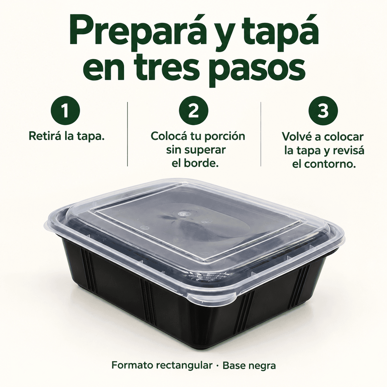 Guía del recipiente Oryx: retirar la tapa, colocar la porción y revisar el contorno |UT-00019|