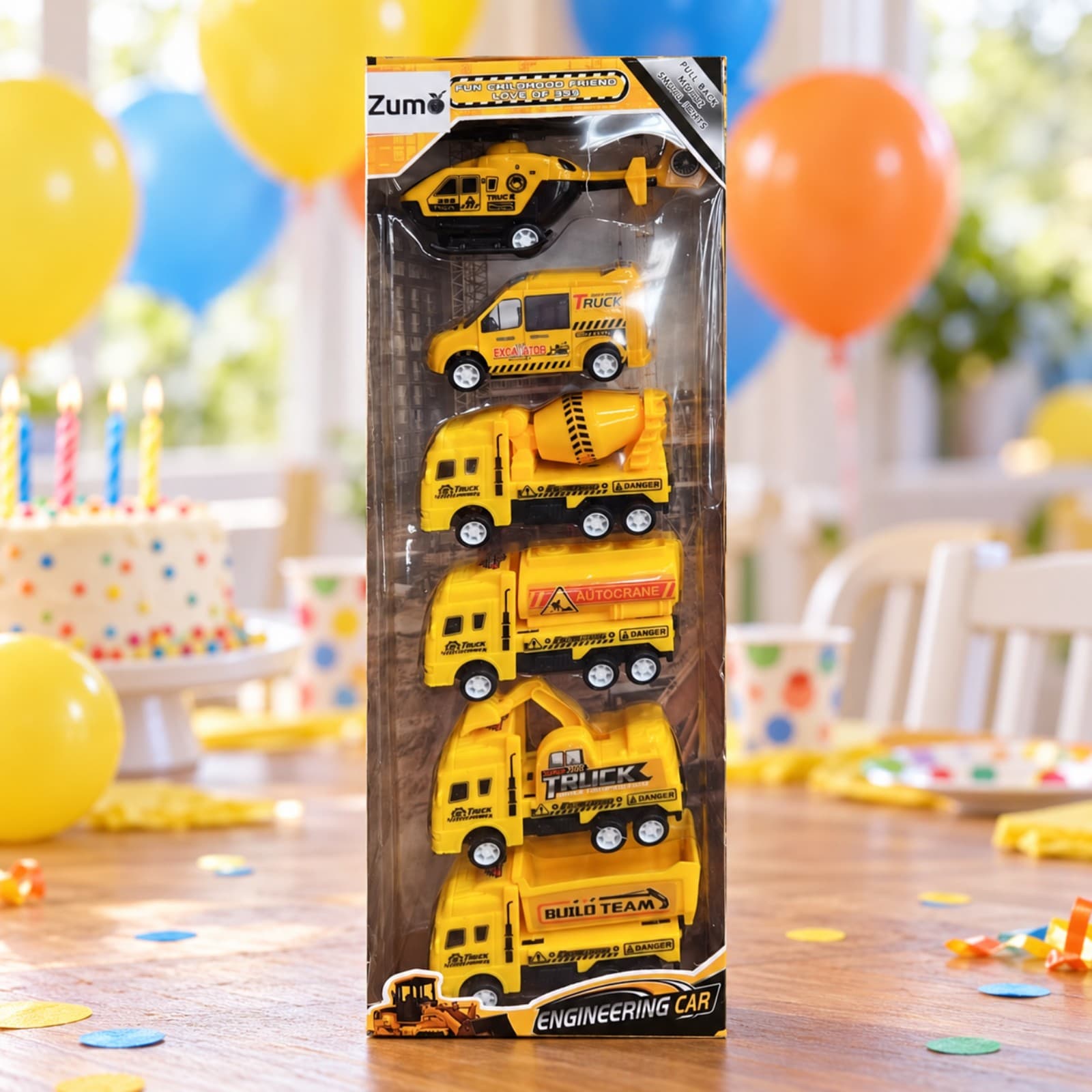 Caja del set Zumo Engineering Car como regalo en una mesa de cumpleaños (imagen ilustrativa) — miniatura 6
