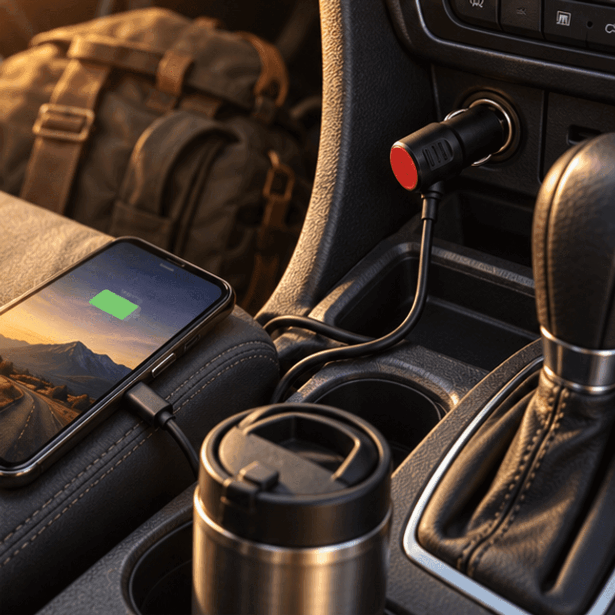 HANDOFF-48|CARGAUR3N1|07|f0a33a0c7d6c|Cargador para Auto 3 en 1 con Lightning, USB-C y Micro-USB - Única - Escena editorial aspiracional