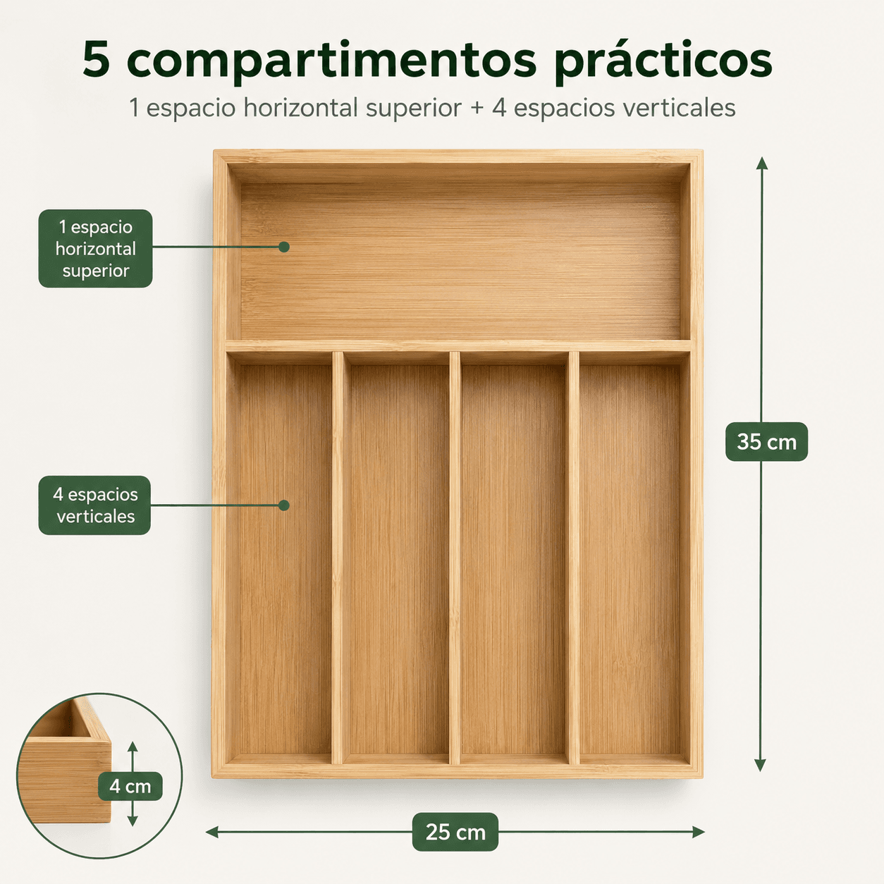 Organizador de Cubiertos de Madera — miniatura 2