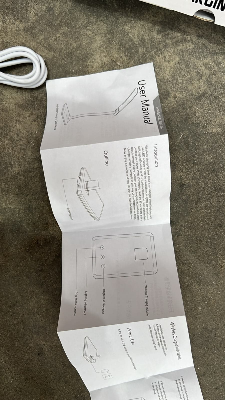 Manual de instrucciones de la lámpara con cabezal de 135° y brazo de 90°, y el cable USB blanco enrollado (foto real), LAMPLEDPLEGABL, LAMPLEDPLEGANE — miniatura 10