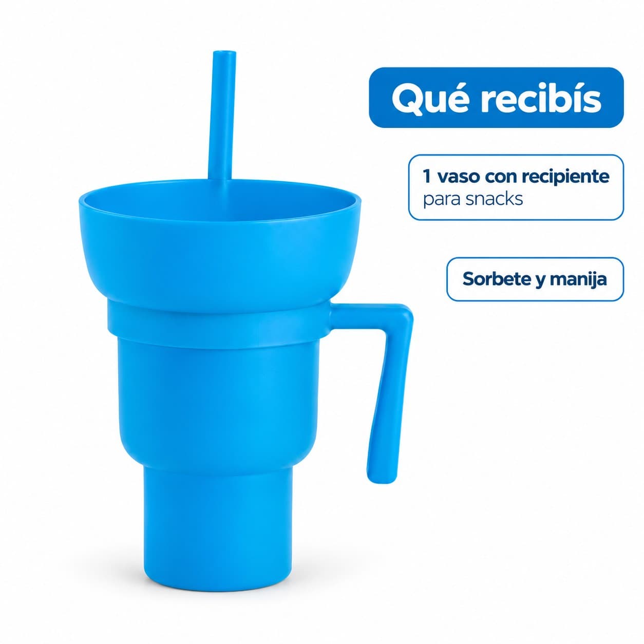 Contenido: 1 vaso con recipiente para snacks, sorbete y manija — miniatura 2
