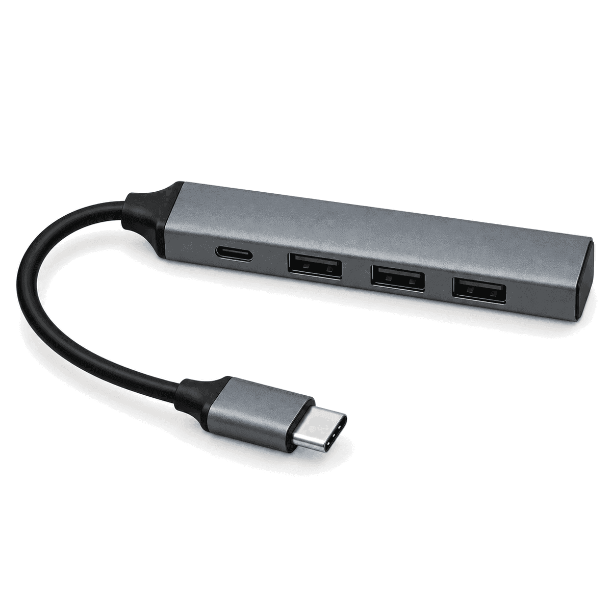 Hub USB Tipo C de 4 Puertos en Aluminio para Notebook