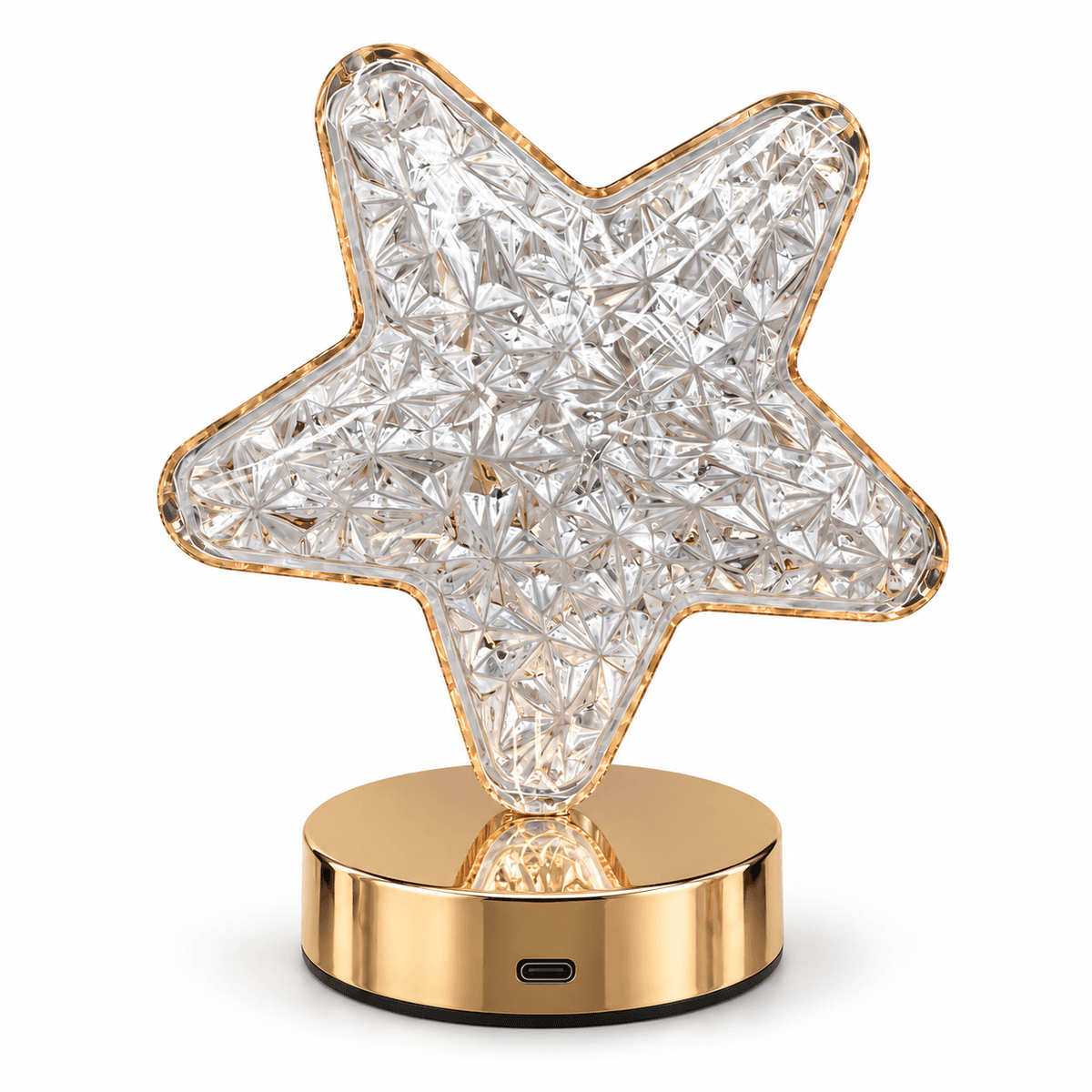 Lámpara de Mesa LED Touch Efecto Cristal Recargable — Luna o Estrella